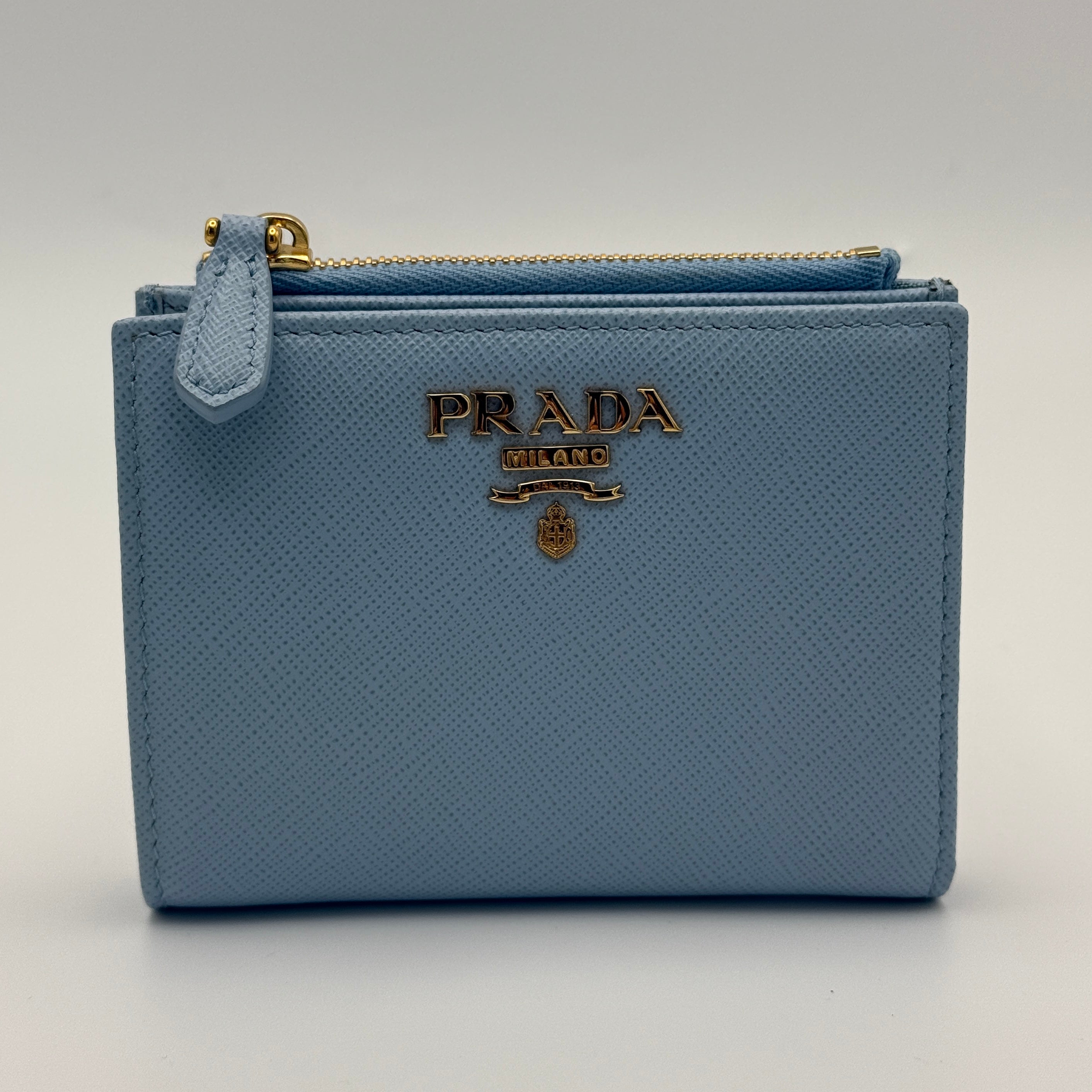 Prada Small Wallet In Pale Blue Saffiano Leather