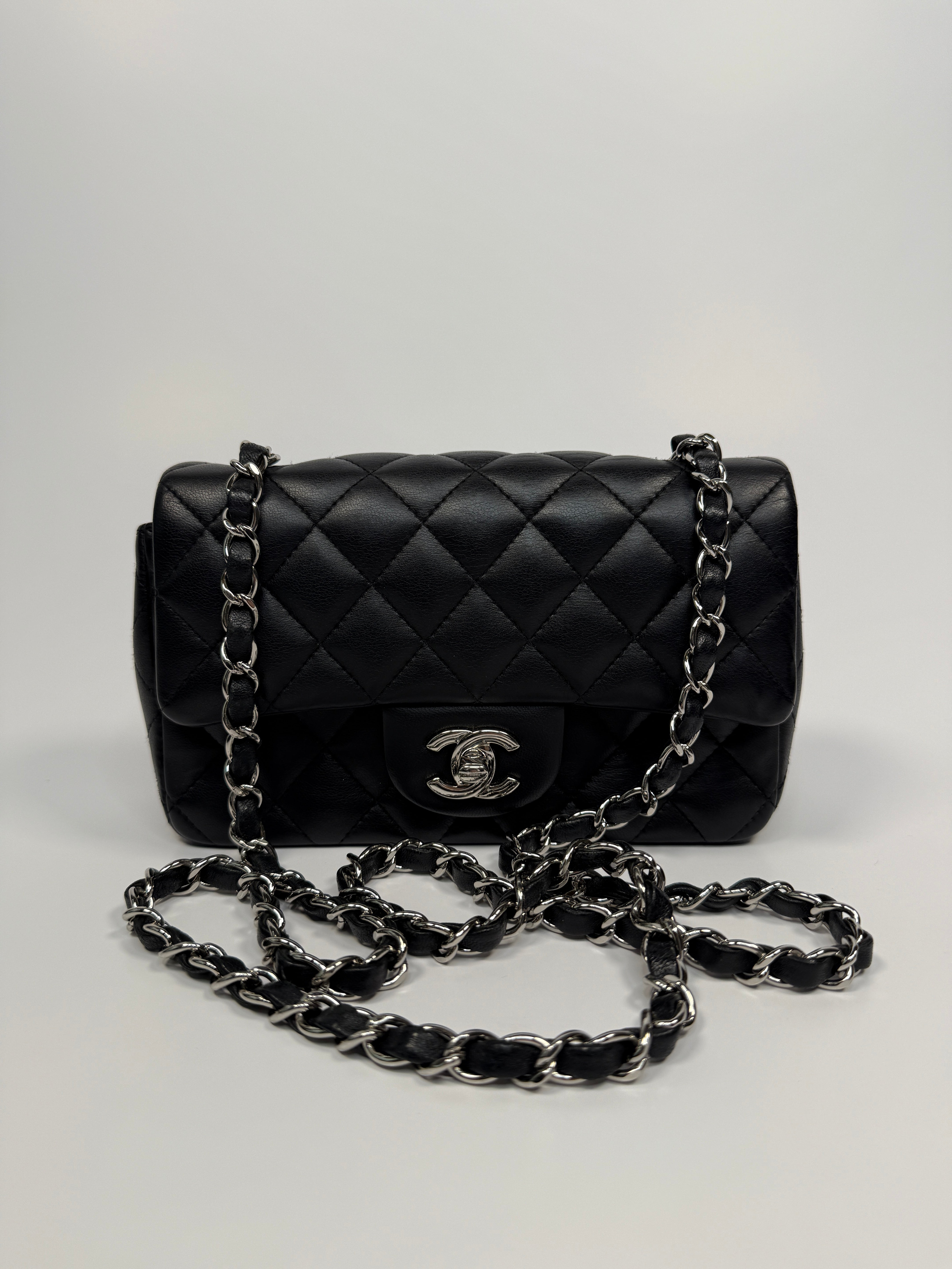 Chanel Mini Rectangle In Black Lambskin With SHW