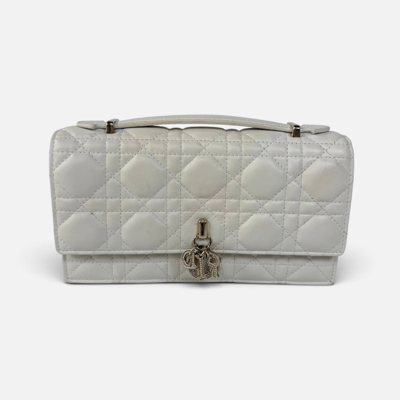 Christian Dior My Dior Top Handle In Latte Cannage Lambskin With Pale Gold Hardware 100% authentic and preloved in excellent condition