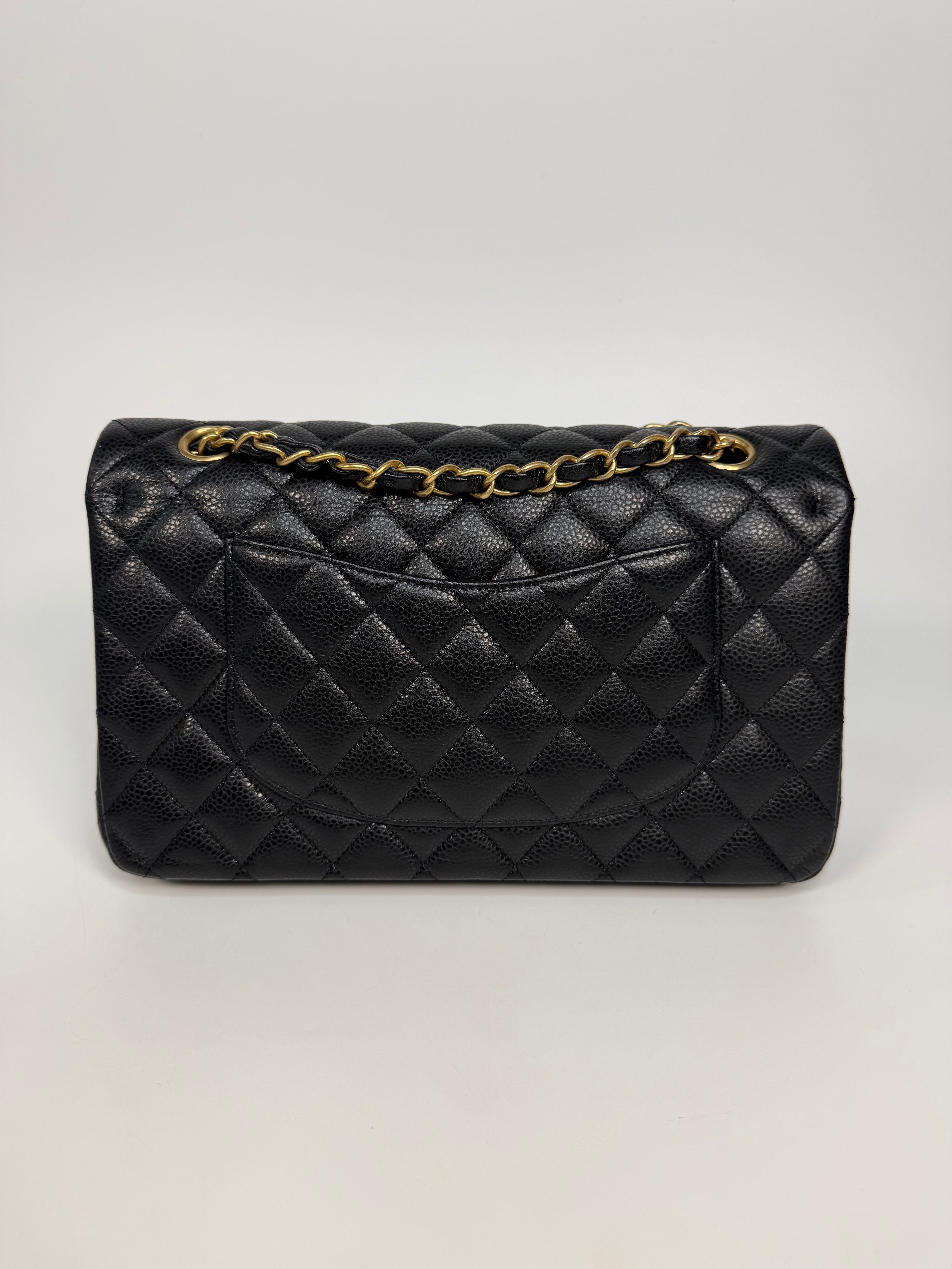 Chanel Medium Classic Double Flap Black Caviar Leather With Gold Hardware. Authentic and preloved in excellent condition