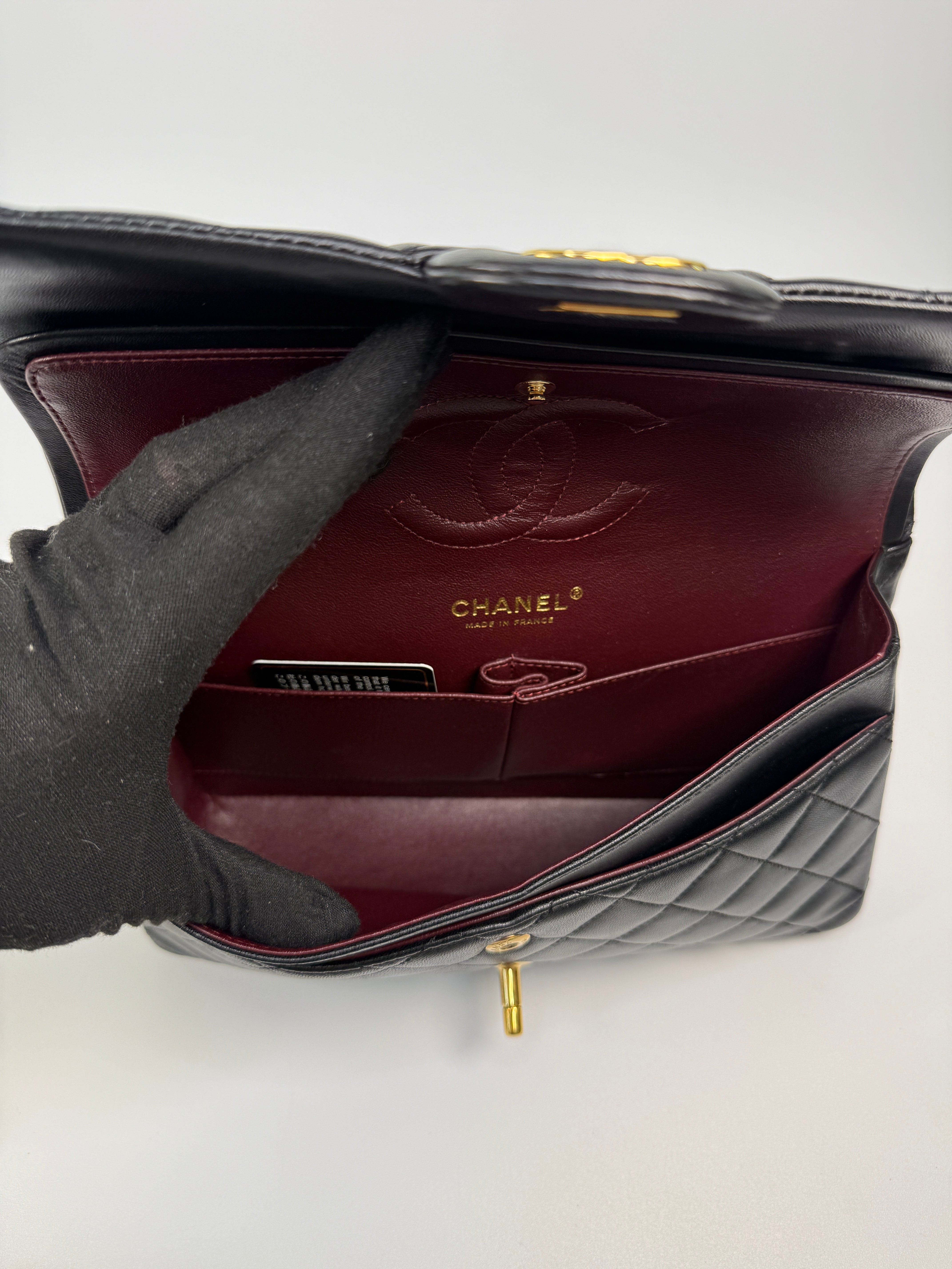 Chanel Medium Classic Double Flap Black Lambskin With Gold Hardware
Authentic Pre Loved Verified by Luxe Cheshire Trusted Designer resale