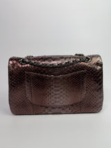 Chanel Medium Double Flap Bag In Brown Python With SHW