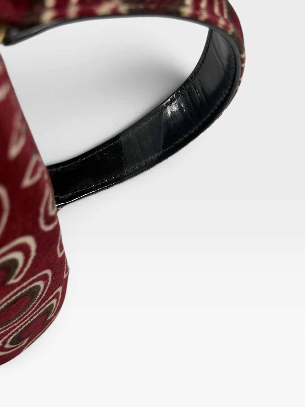 Chanel Coco Print Velvet Top Handle Flap In Burgundy With Gold Hardware