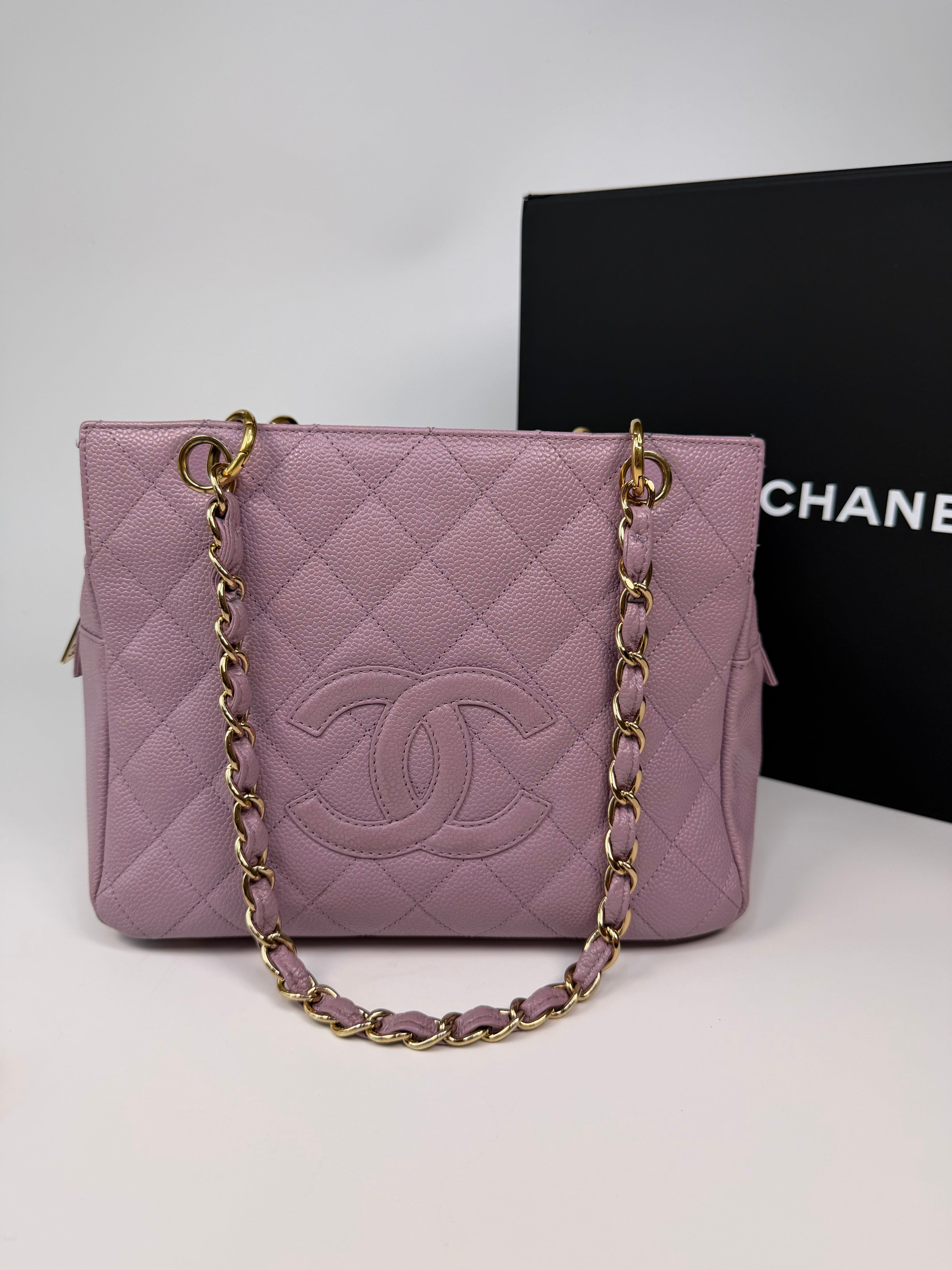 Chanel Petite Timeless Tote In Lilac Caviar Leather With Gold Hardware