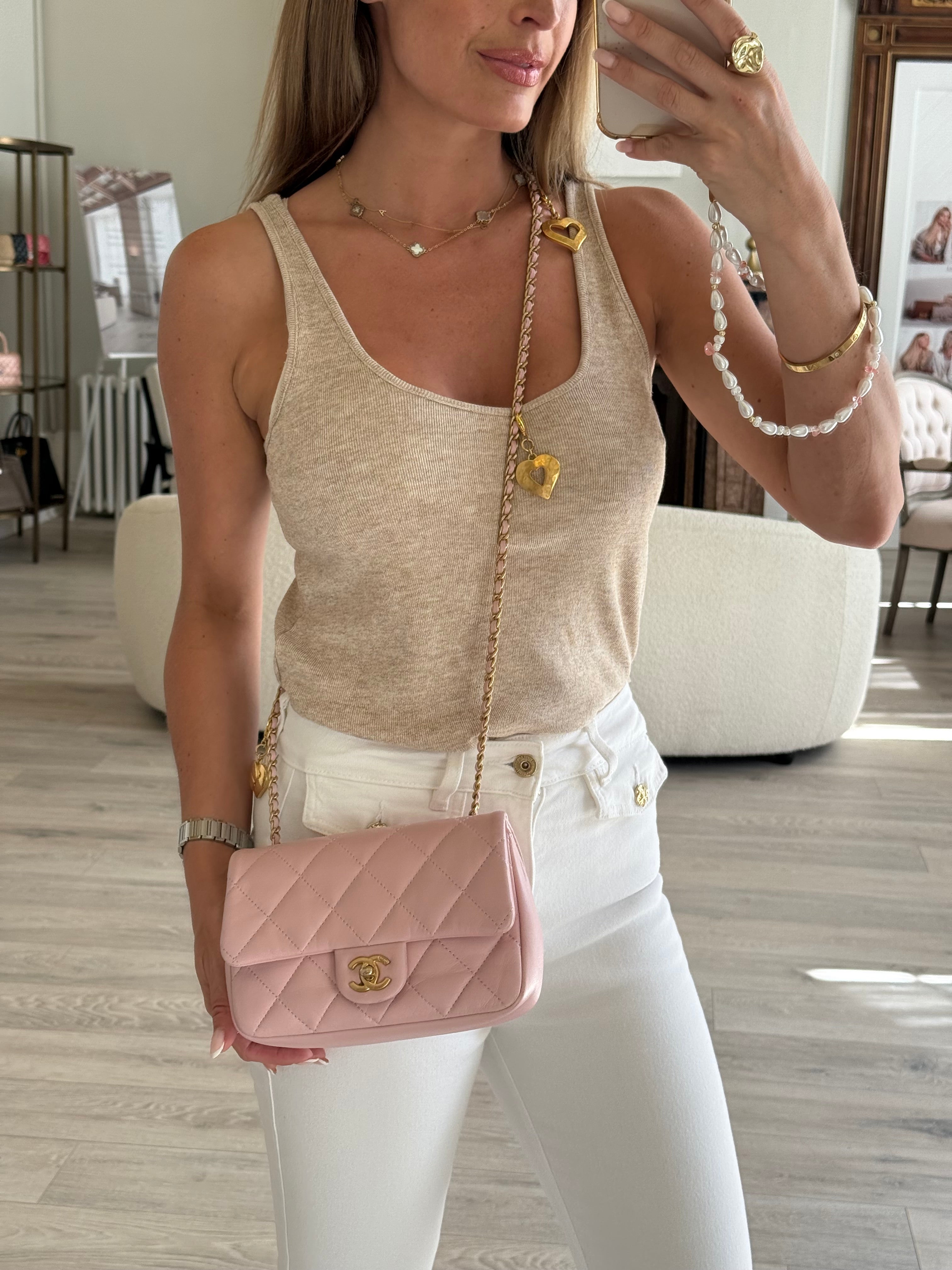 Chanel Mini Heart Charms Flap Antique Gold Hardware
Pre Loved & Authentic