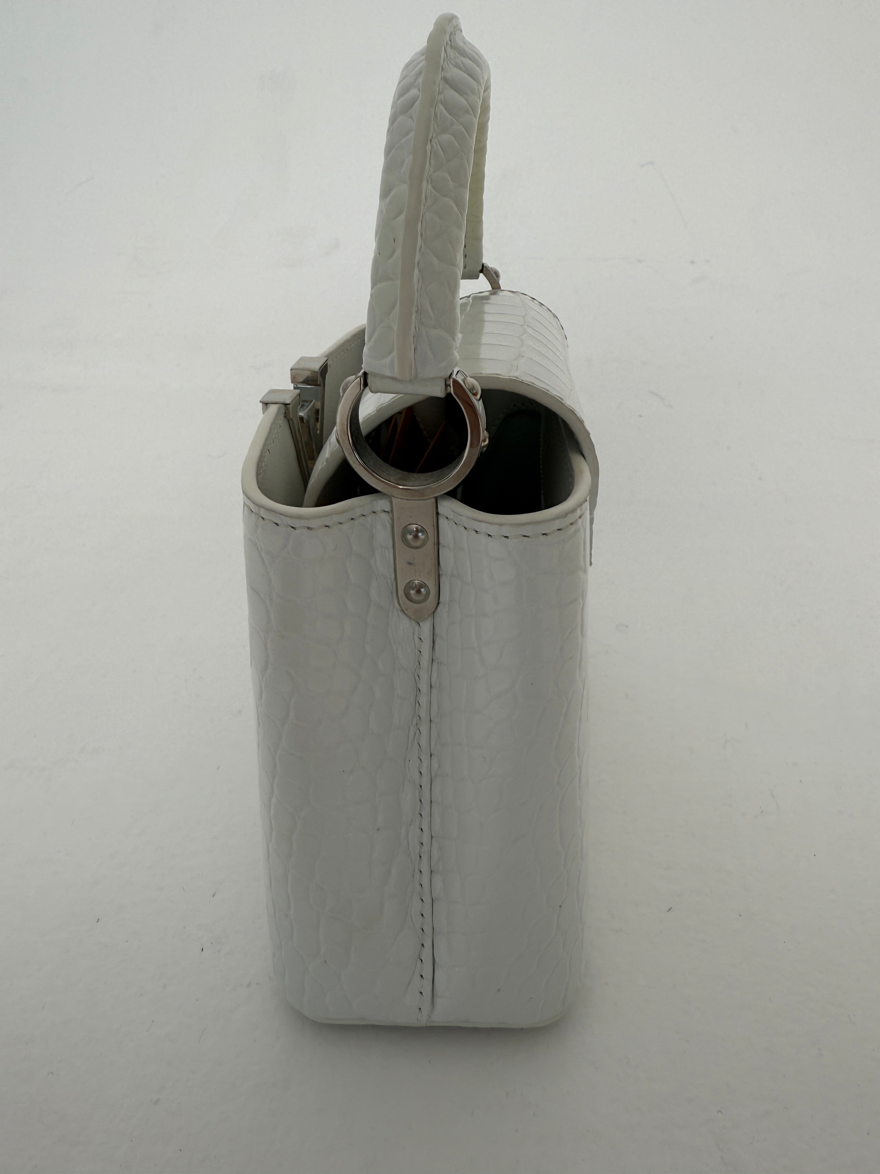 Louis Vuitton Capucines BB In Soft Shine White Alligator Leather