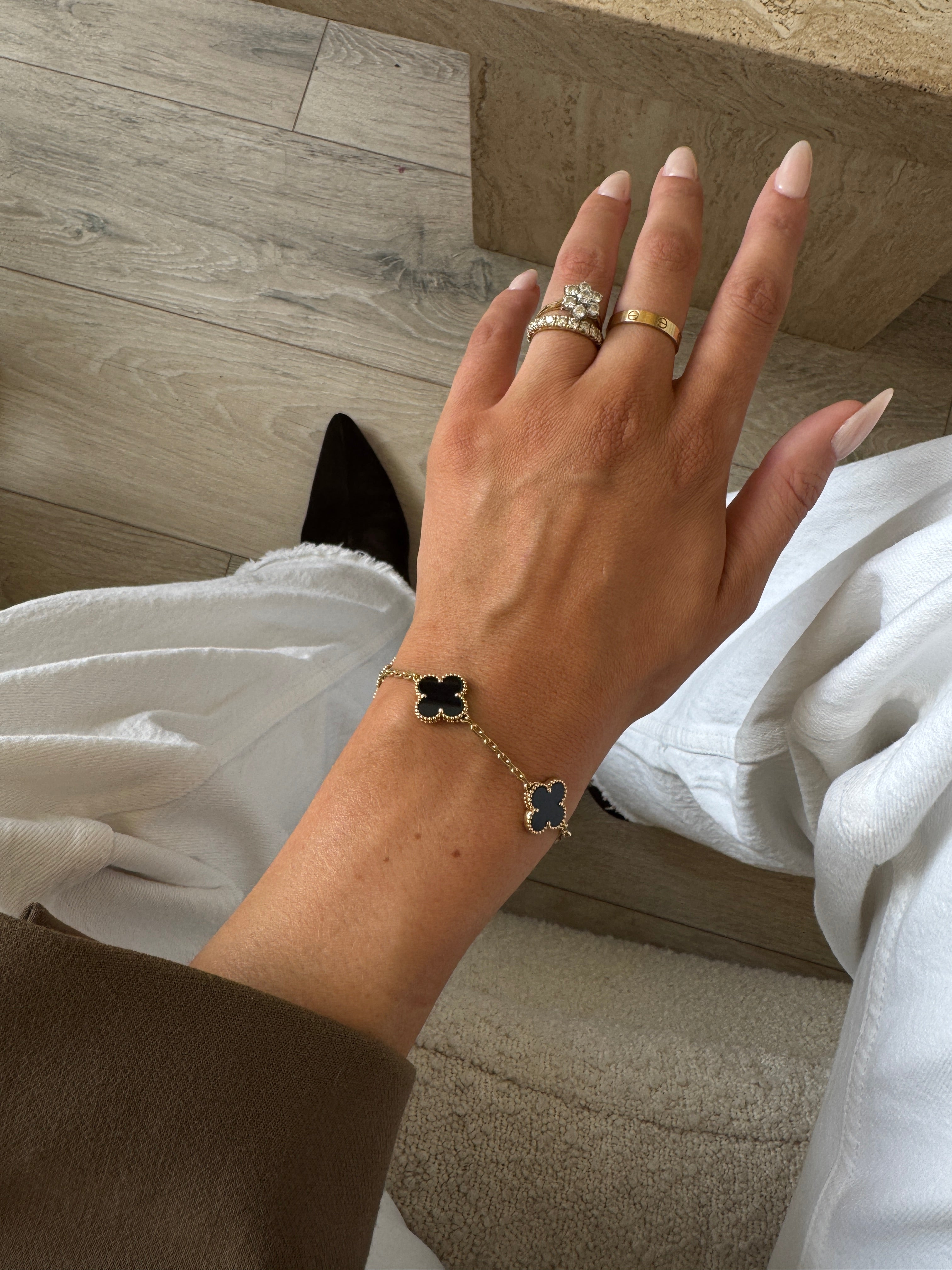 Van Cleef & Arpels Vintage Alhambra Bracelet, 5 Motifs Onyx