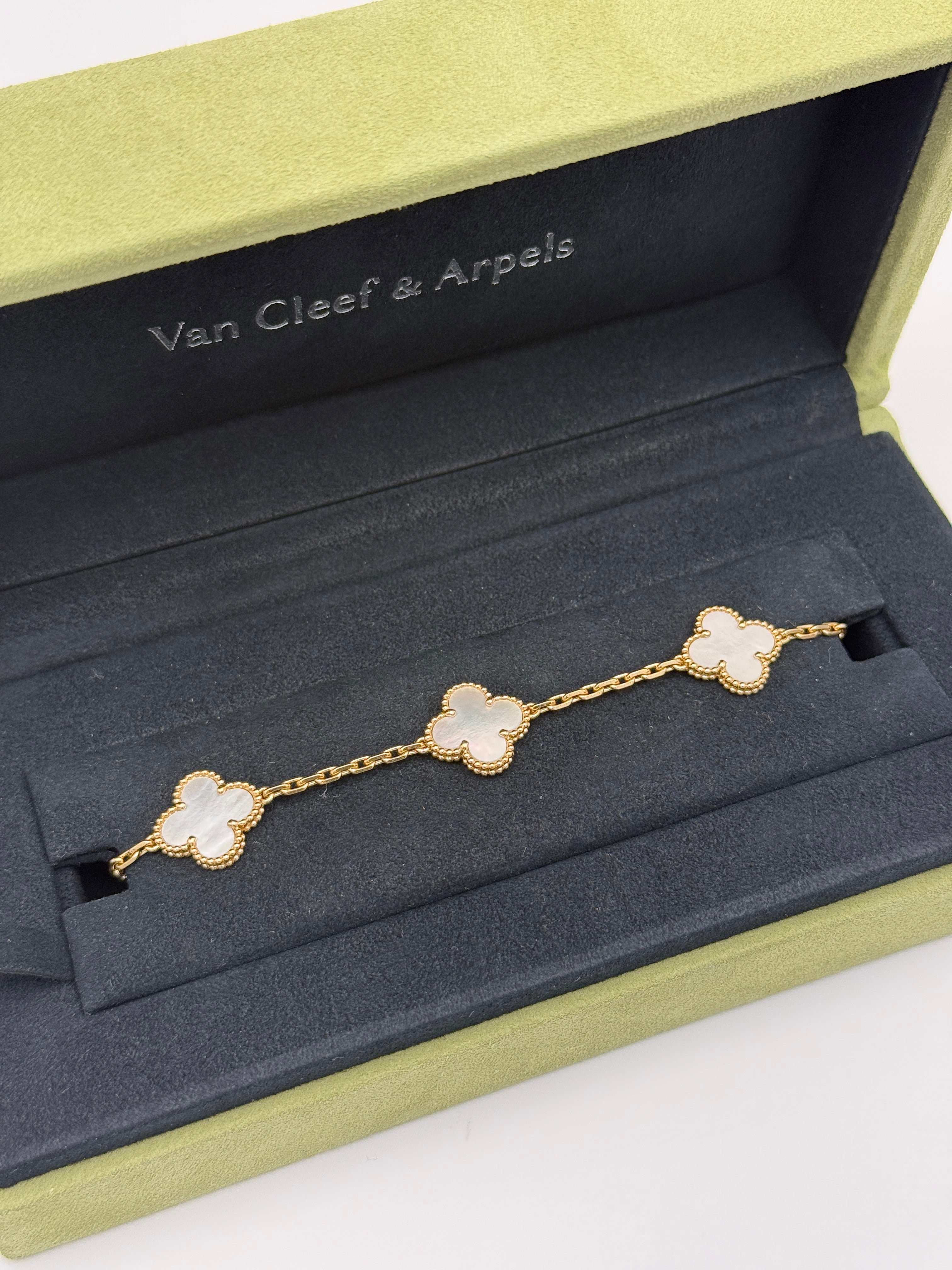 Van Cleef & Arpels Vintage Alhambra Bracelet, 5 Motifs Mother Of Pearl