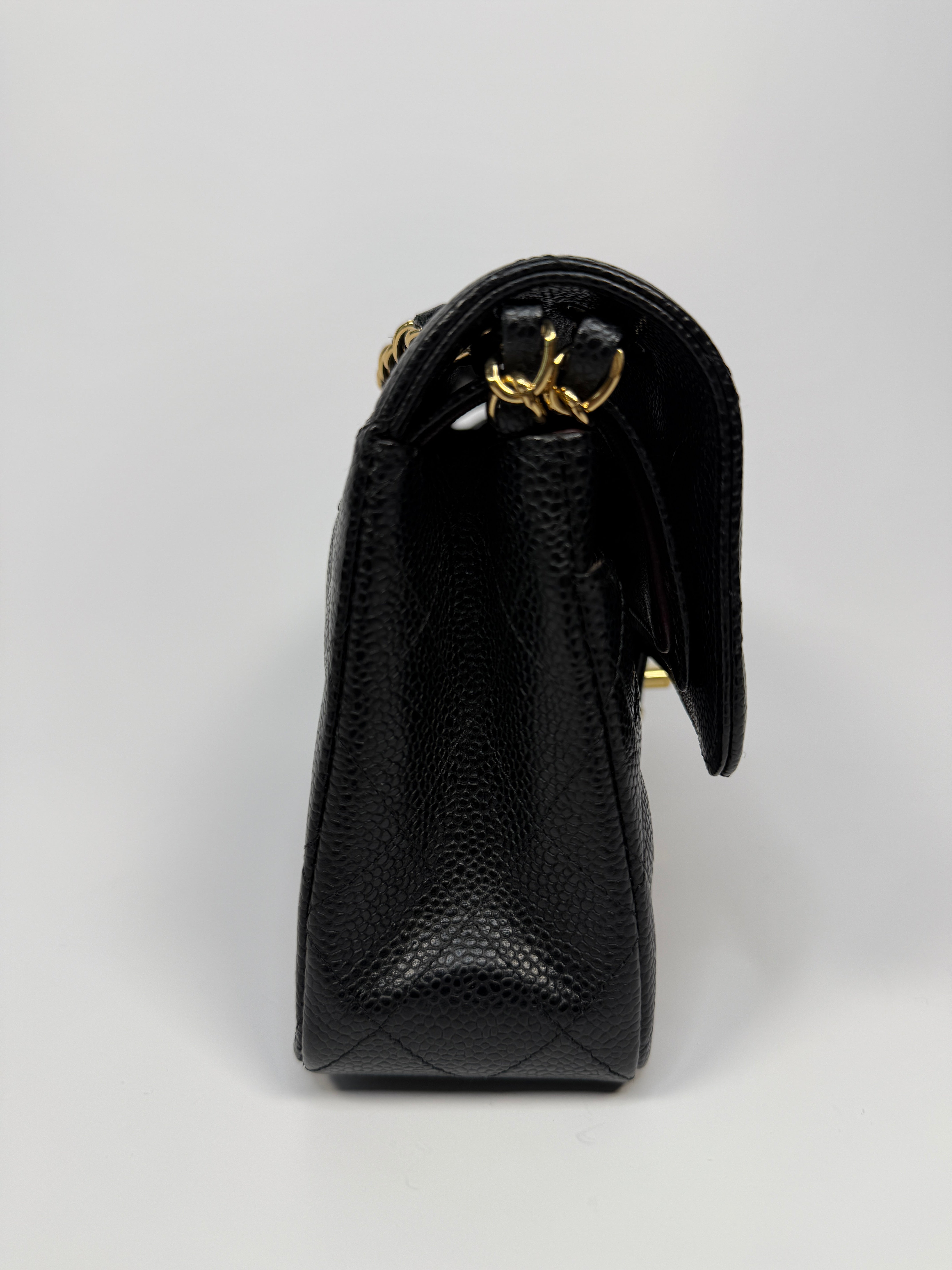 Chanel Small Classic Double Flap In Black Caviar Leather With GHW