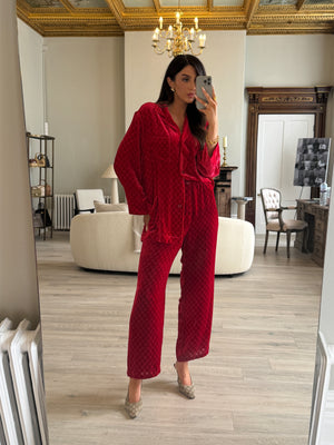 Gucci GG Devoré-velvet shirt and Trouser Set (Size 44/UK12)