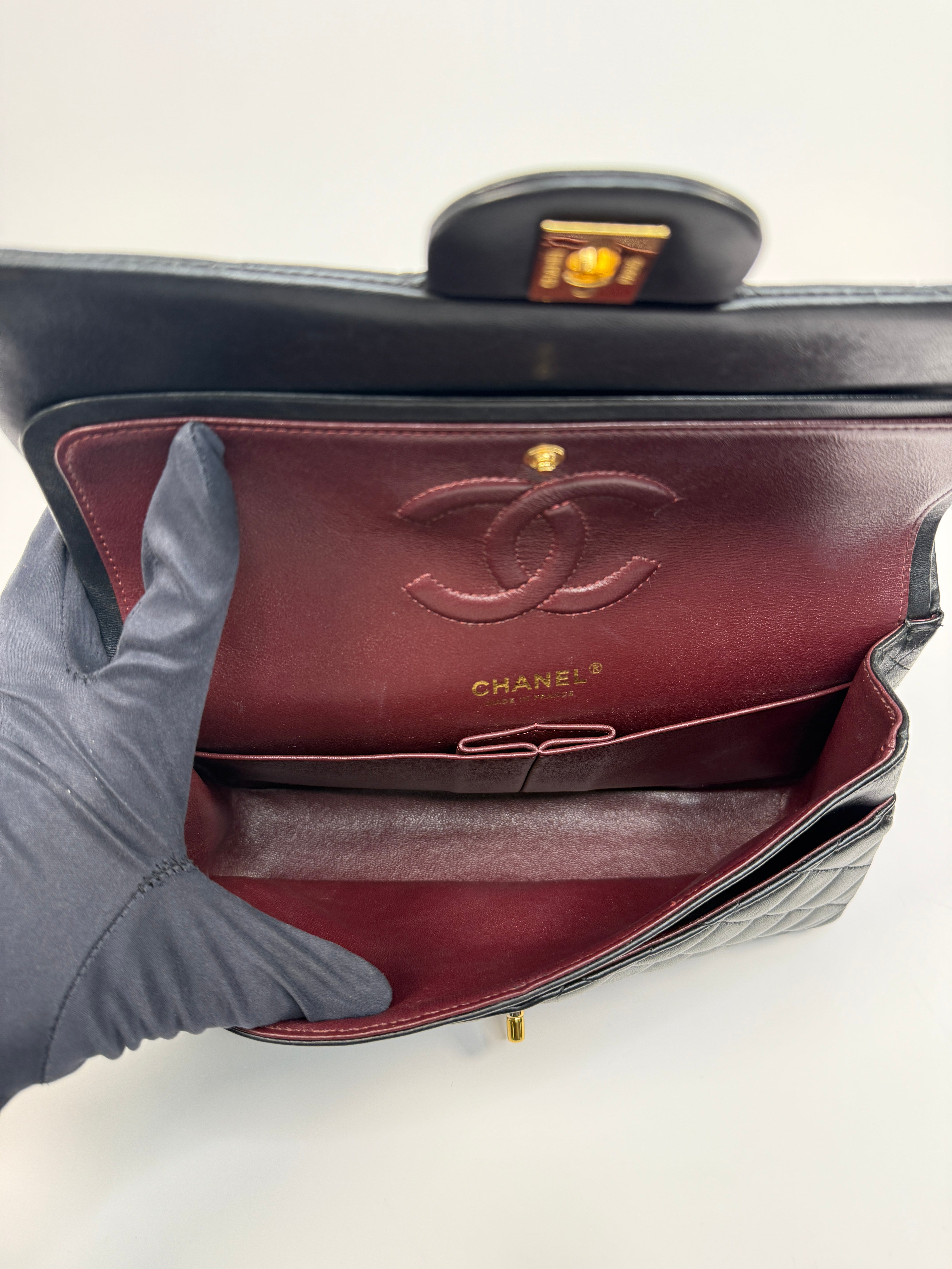 Chanel Medium Classic Double Flap Black Lambskin With Gold Hardware
Pre Loved & Authentic