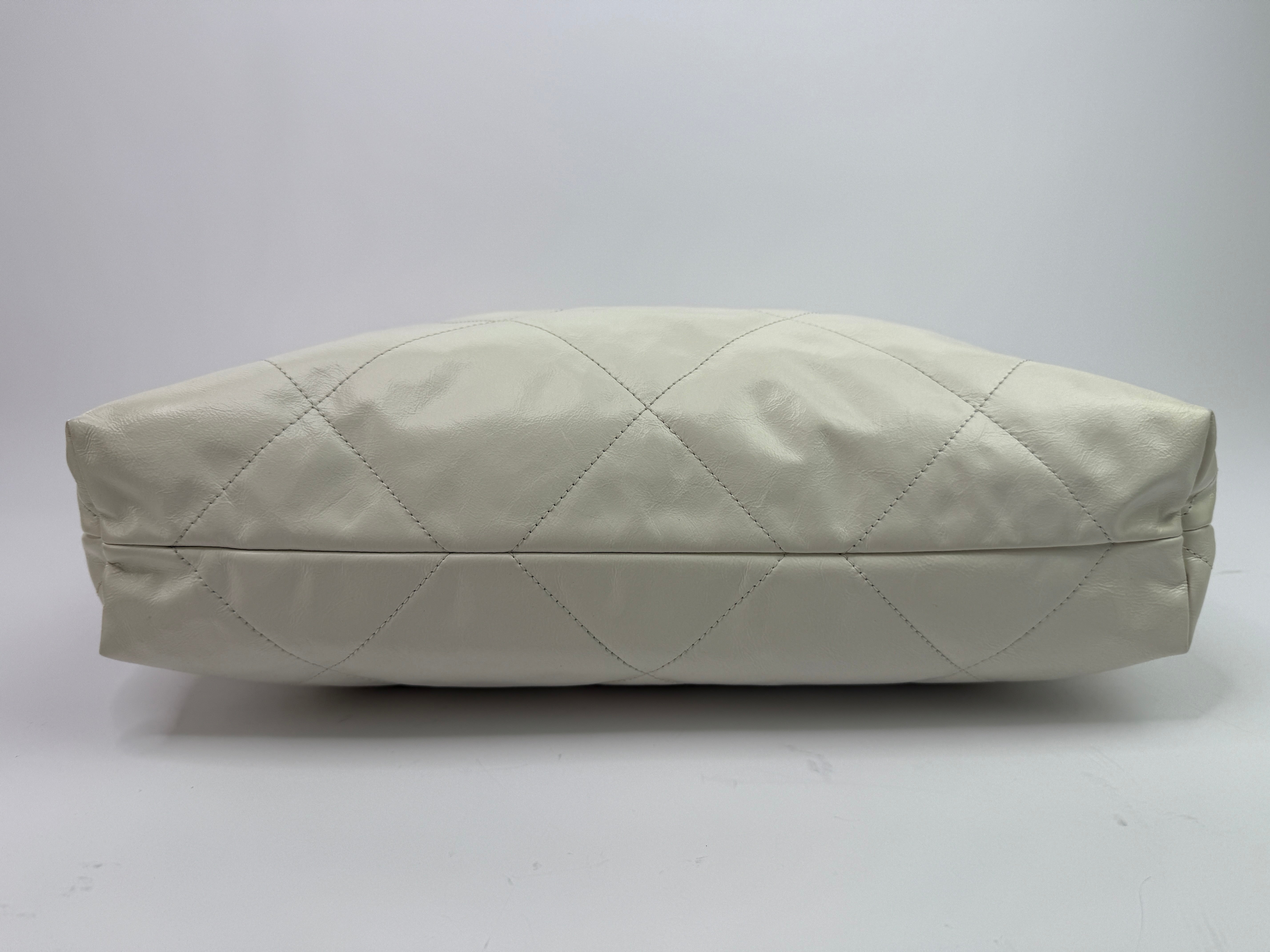 Chanel 22 Medium In White Calfskin Leather With GHW