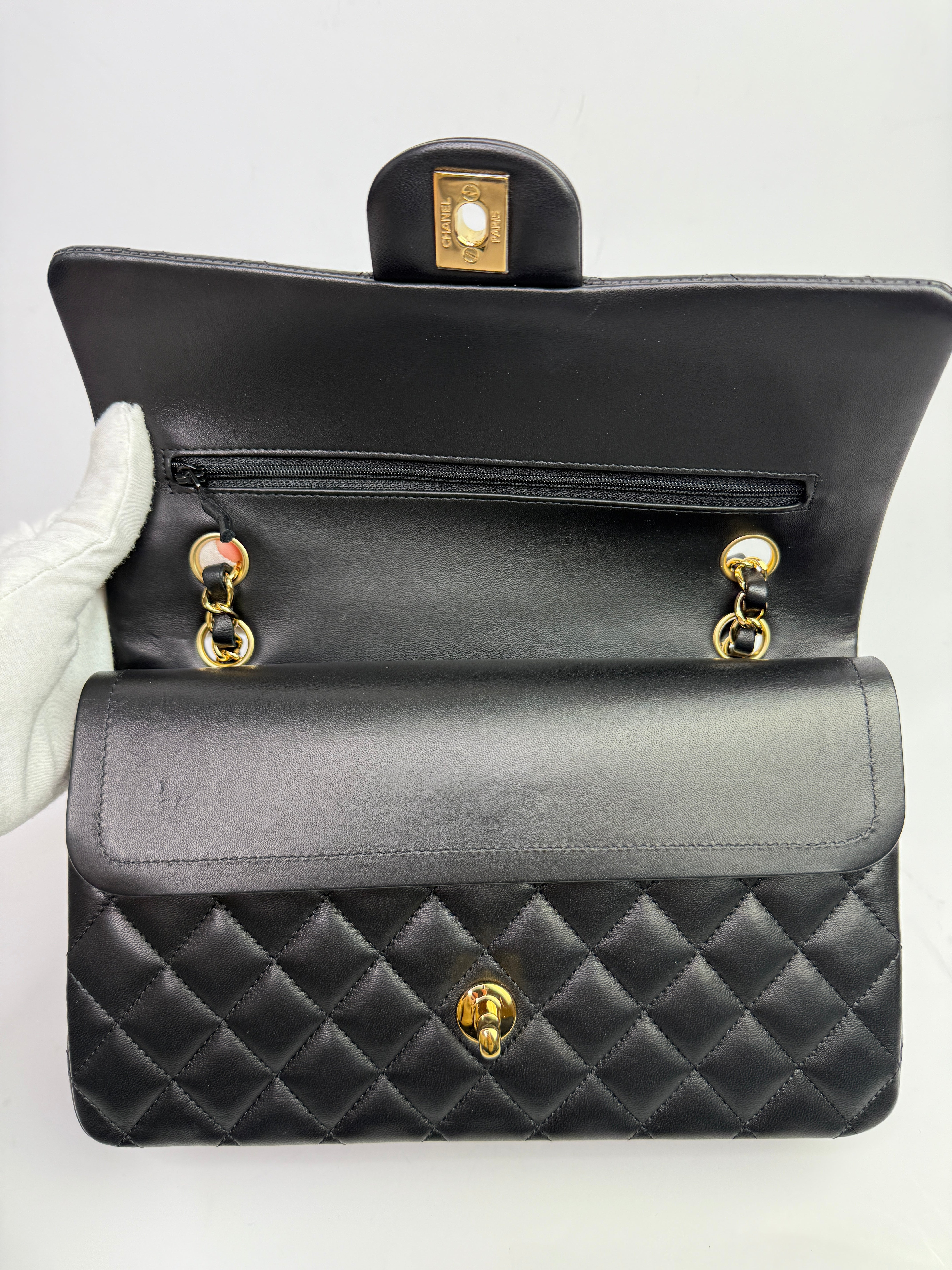 Chanel Medium Classic Double Flap Black Lambskin With GHW