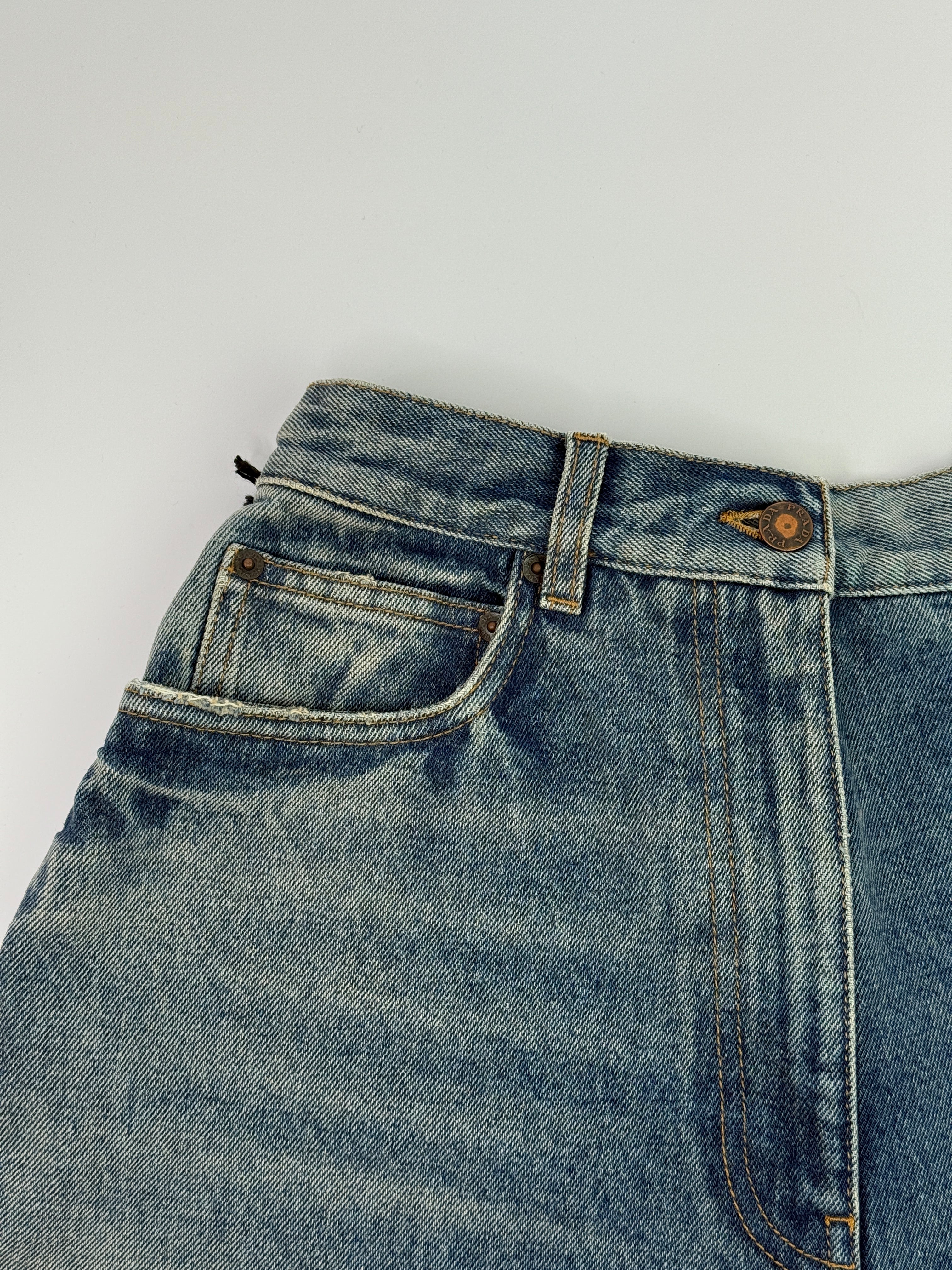 Prada Logo Denim Shorts (Size 28 /UK 12)