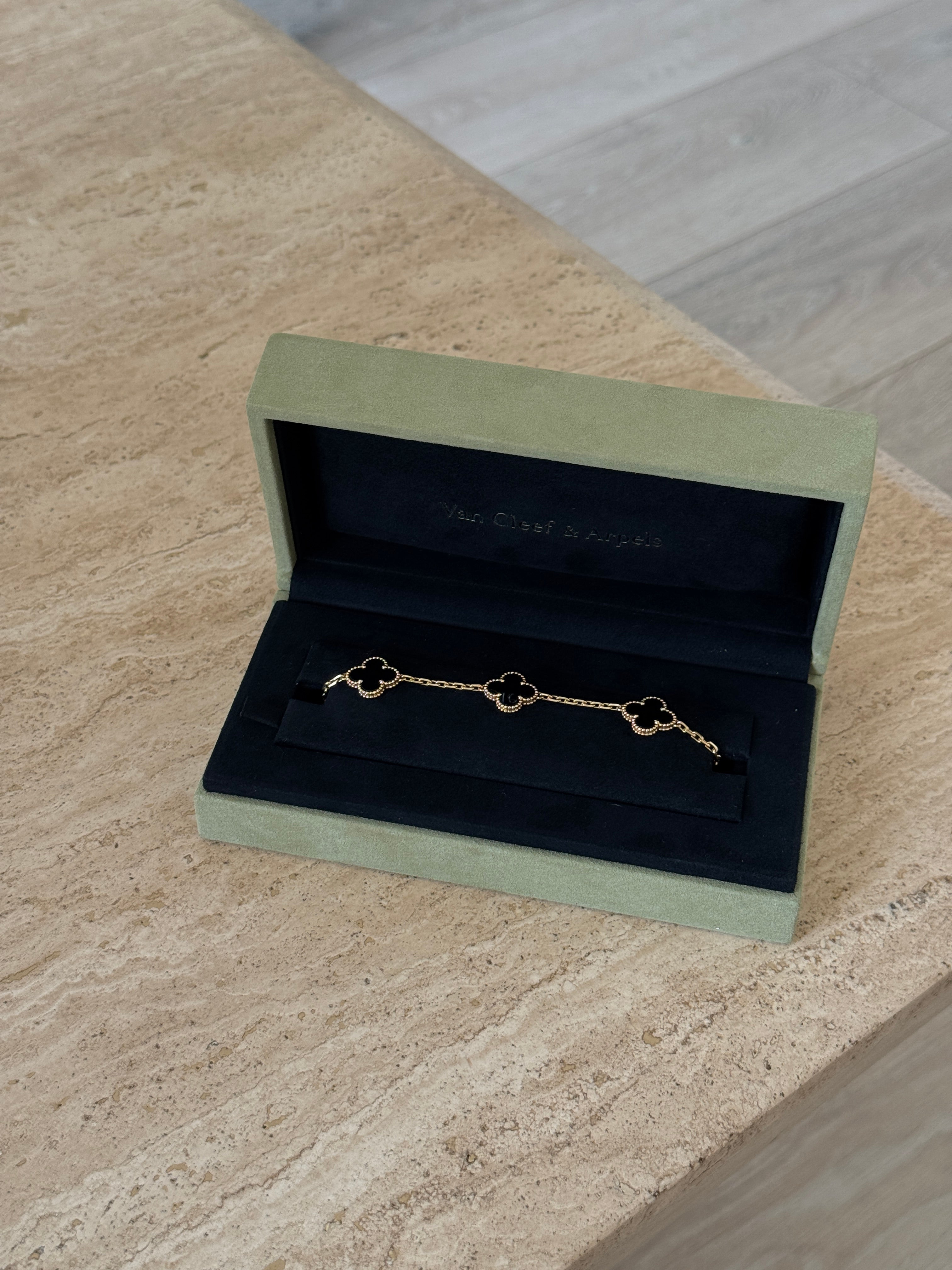 Van Cleef & Arpels Vintage Alhambra Bracelet, 5 Motifs Onyx