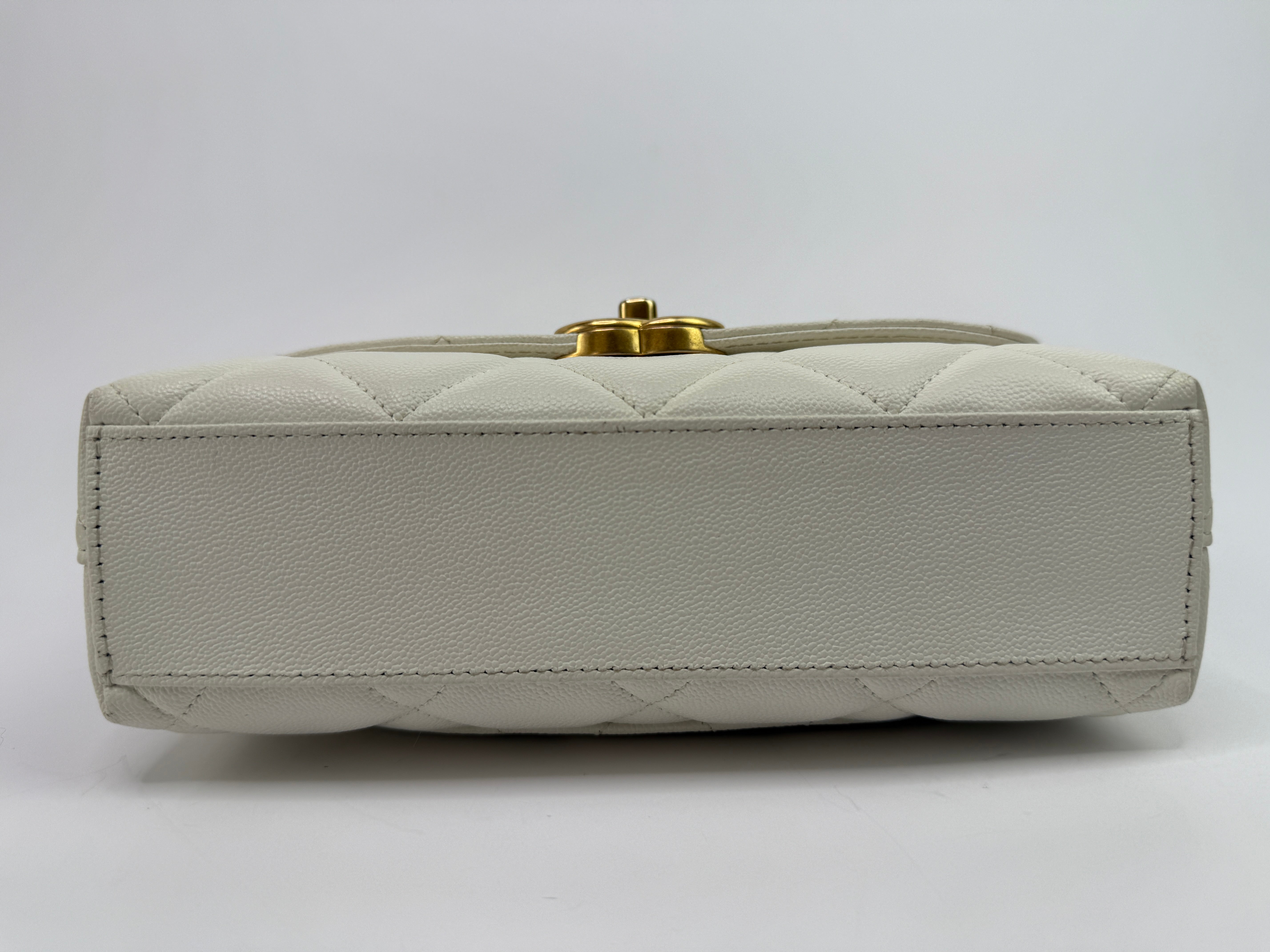 Chanel Seasonal Flap In White Caviar Leather GHW