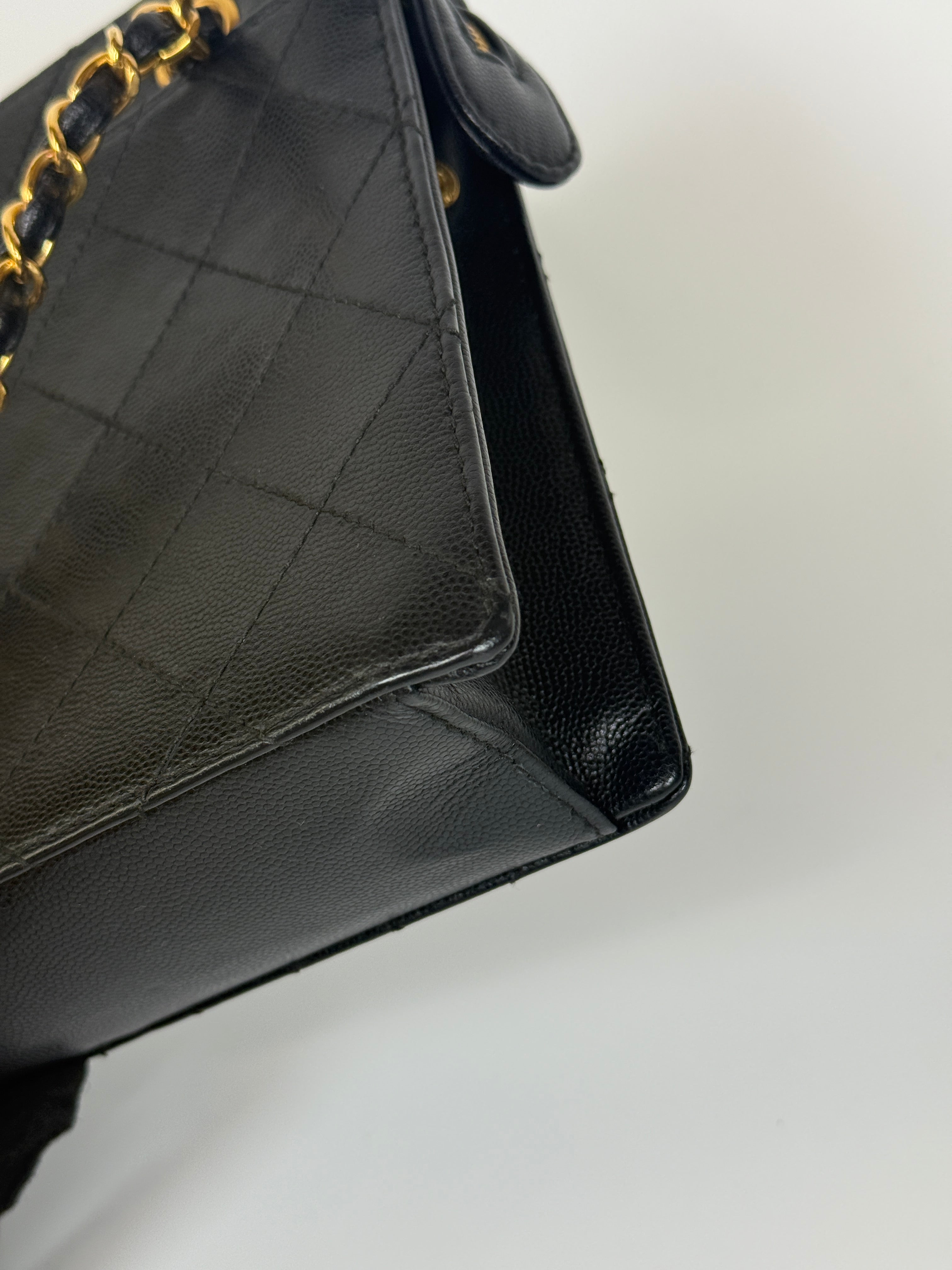 Authentic and preloved Chanel Vintage Micro Black Caviar Tote Bag With 24kt old hardware. 100% Authenticity guarantee