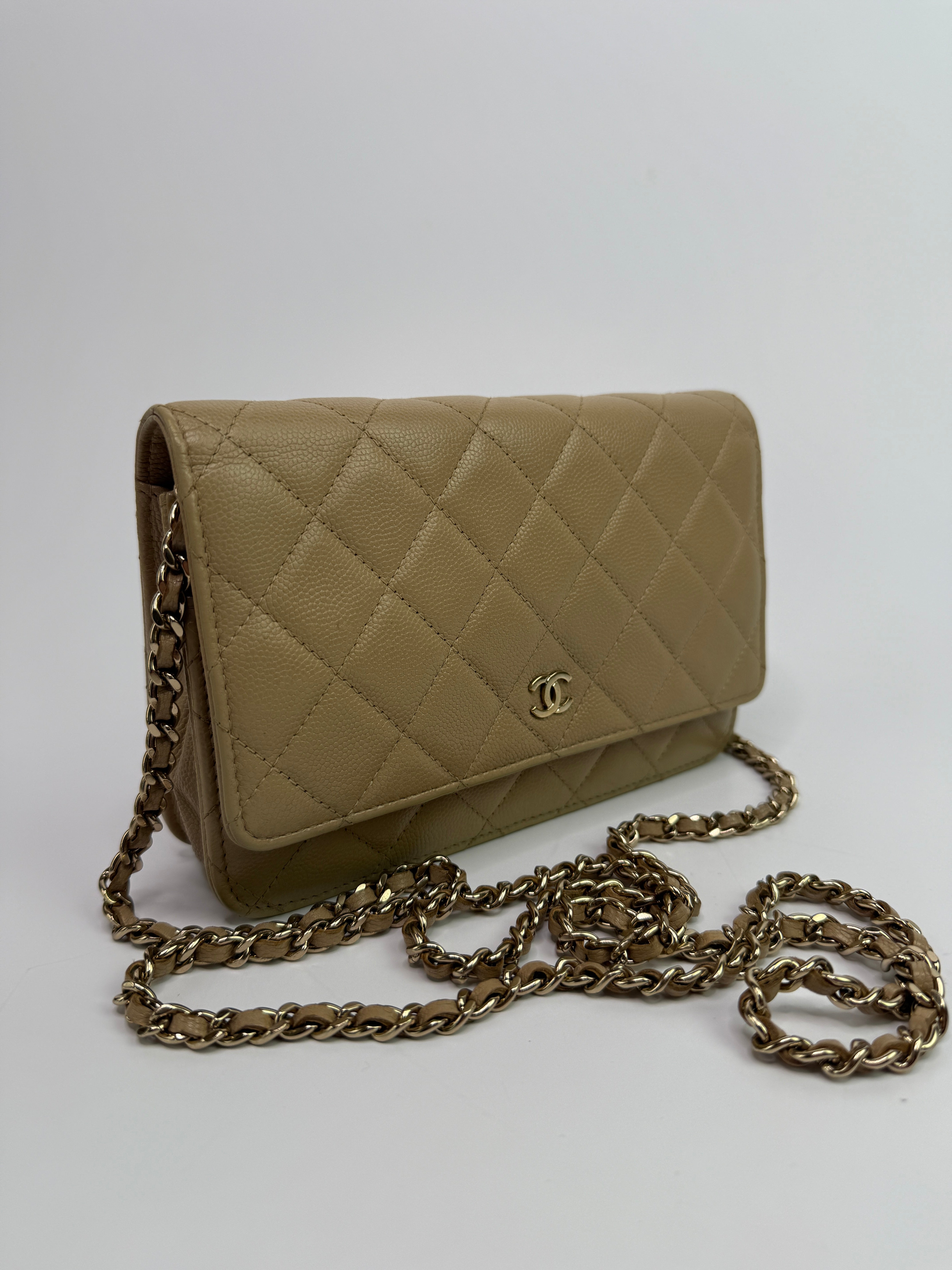 Chanel Wallet On Chain Beige Caviar Leather GHW