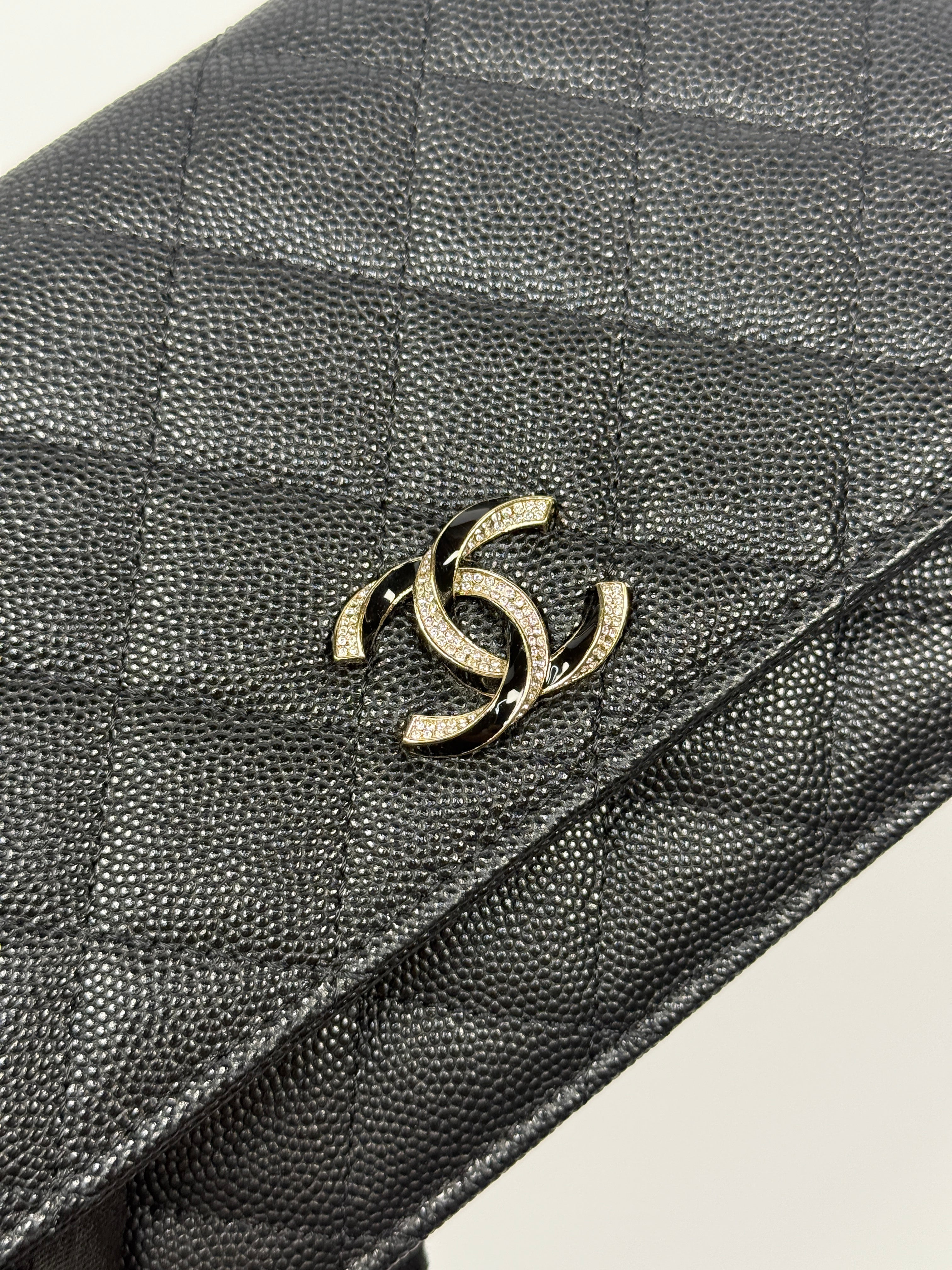 Chanel Wallet On Chain Black Caviar Leather With Gold Hardware Authentic and preloved in excellent condition