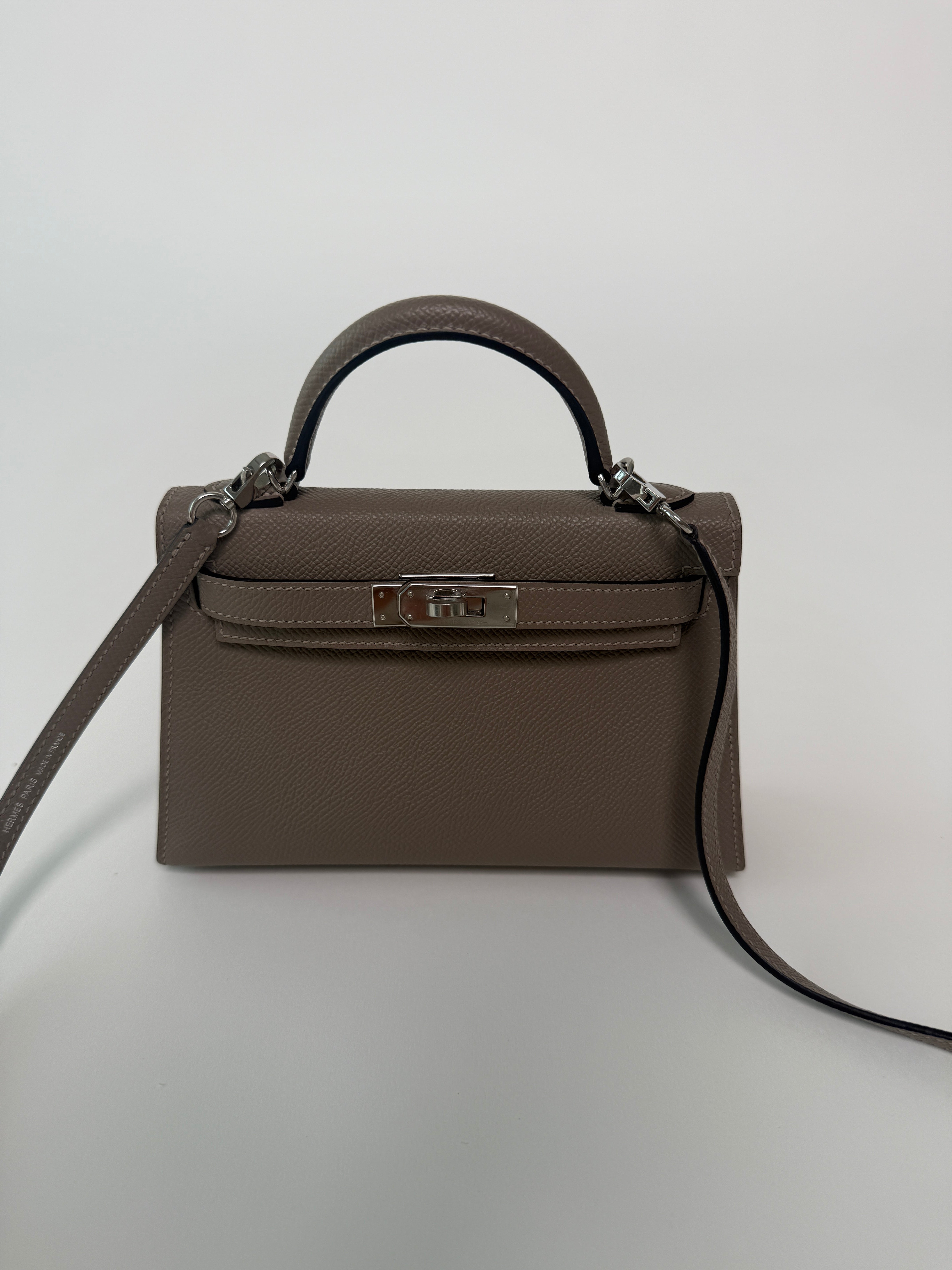 Hermés Mini Kelly Gris Asphalt In Epsom Leather
