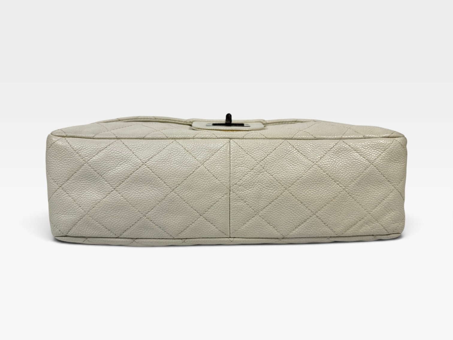 Chanel Reissue Single Flap In Ecru Caviar Leather With Silver Hardware
