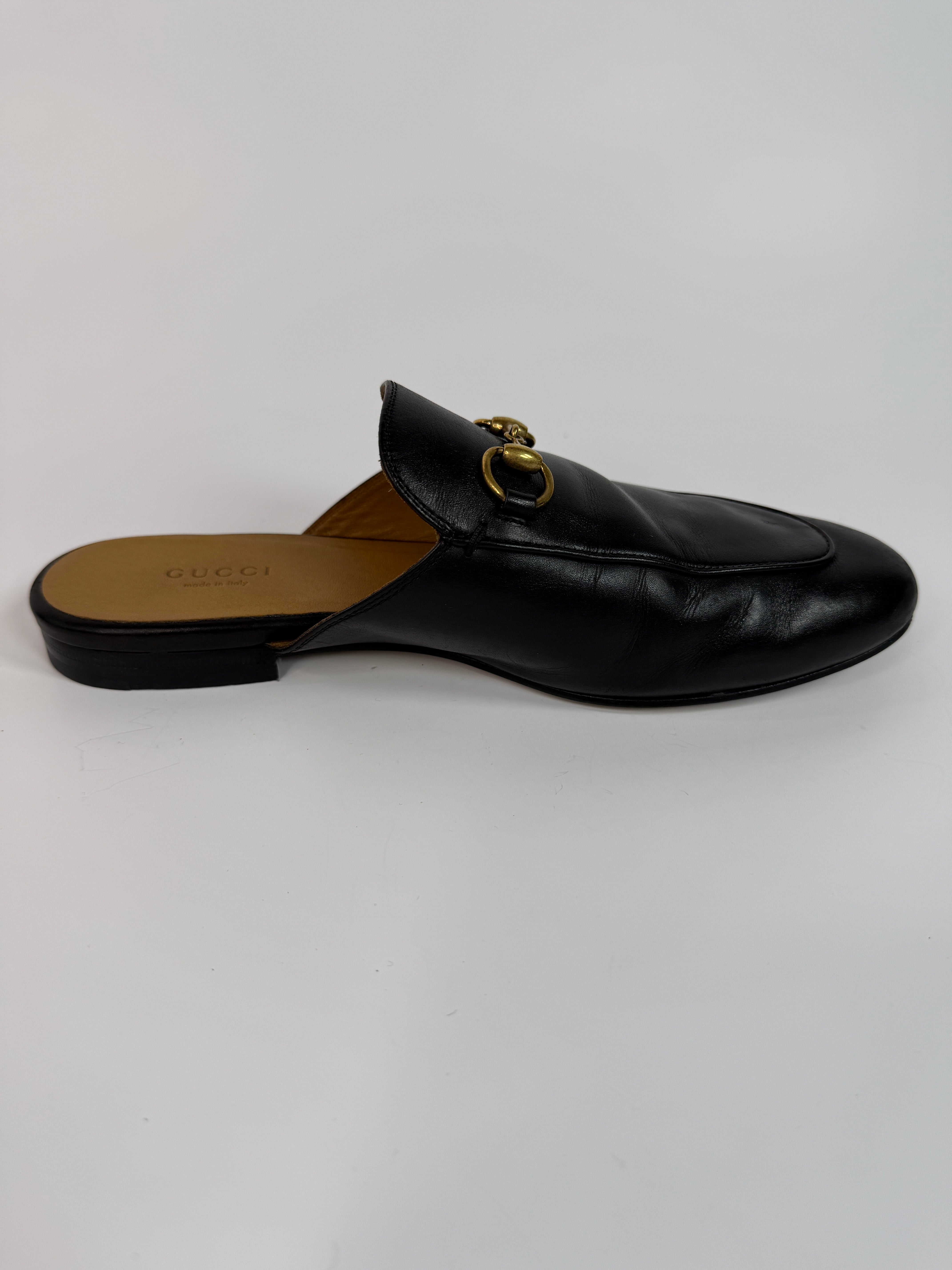 Gucci Princetown Mules In Black Leather (Size 37.5/UK4.5)