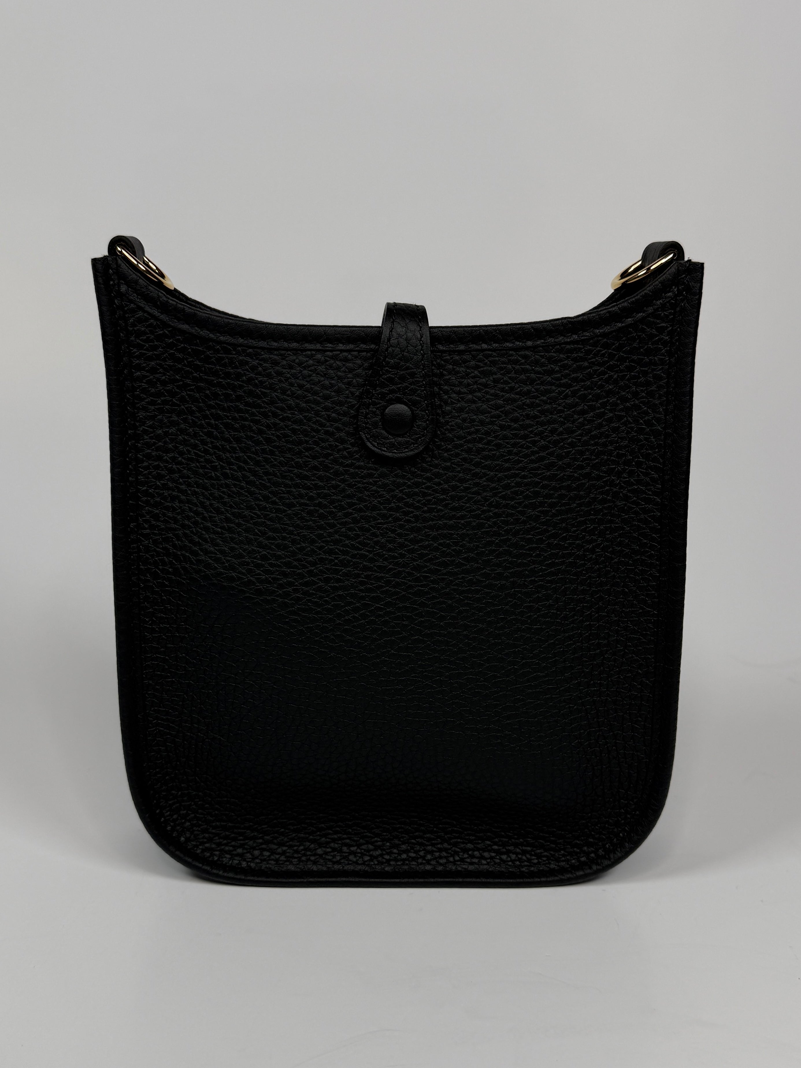 Hermès Evelyne TPM Black Clemence Leather Gold Hardware Authentic and Preloved In New and Unused condition.