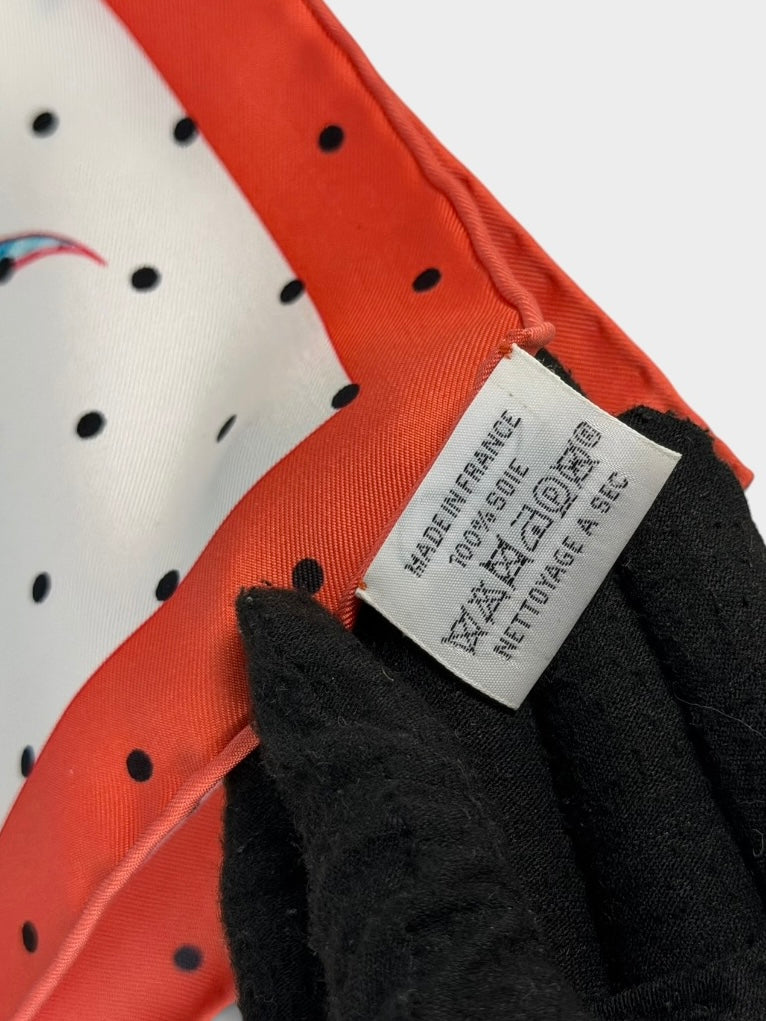 Hermès Scarf In Polka Dot Silk 100% authentic and preloved in excellent condition