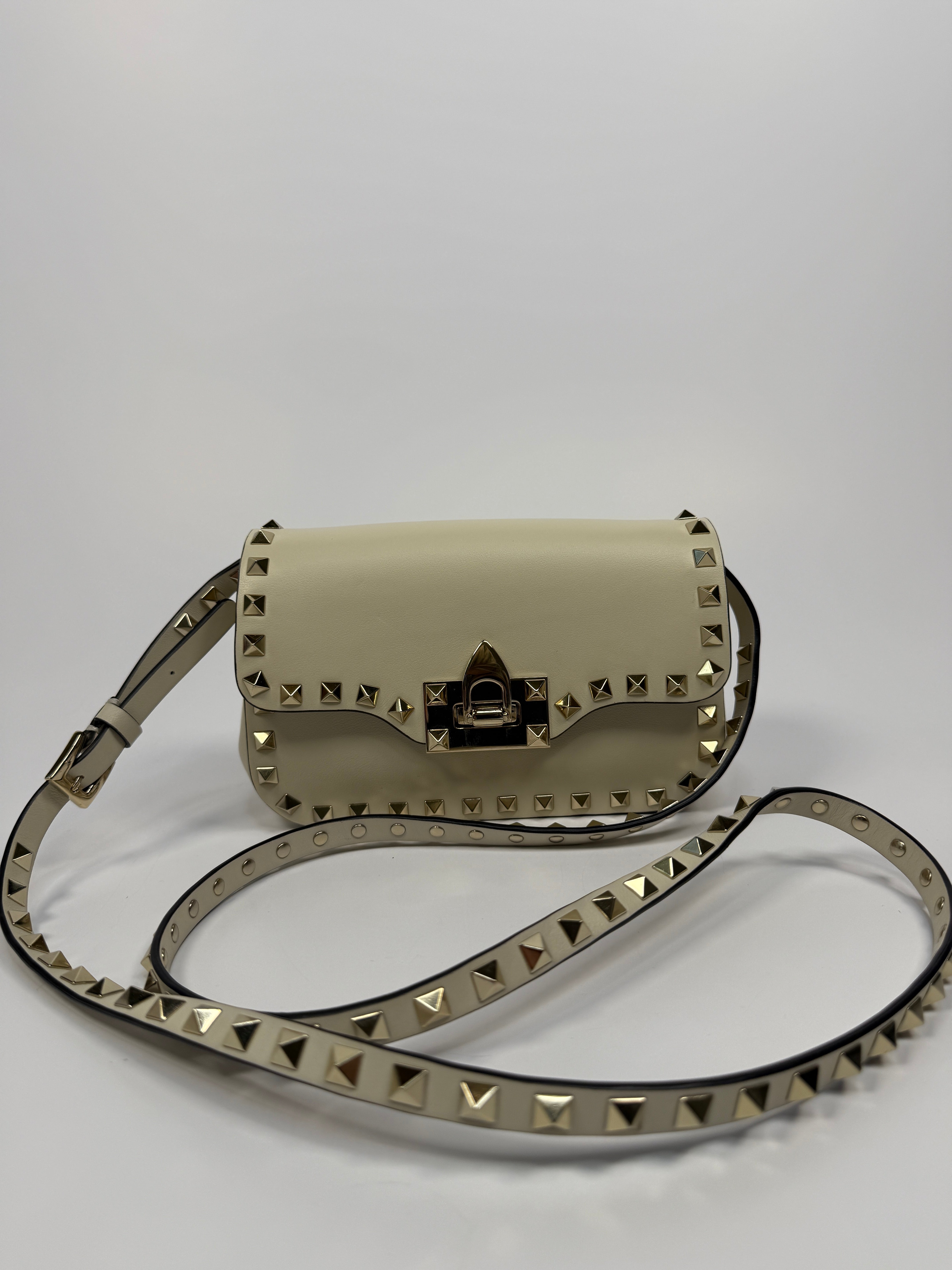 Valentino Garavani Ivory Rockstud Lock Bag