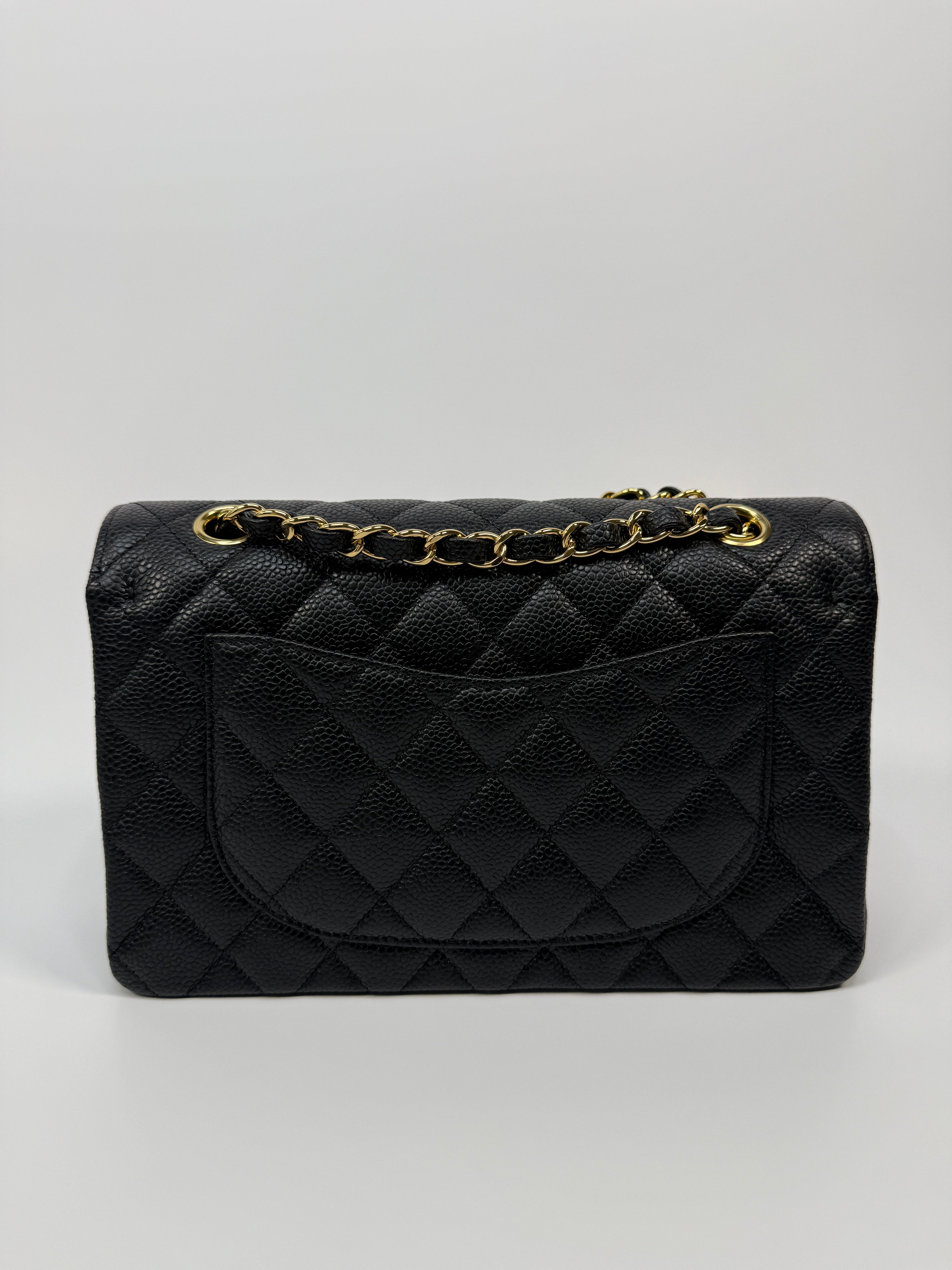 Chanel Small Classic Double Flap In Black Caviar Leather With GHW