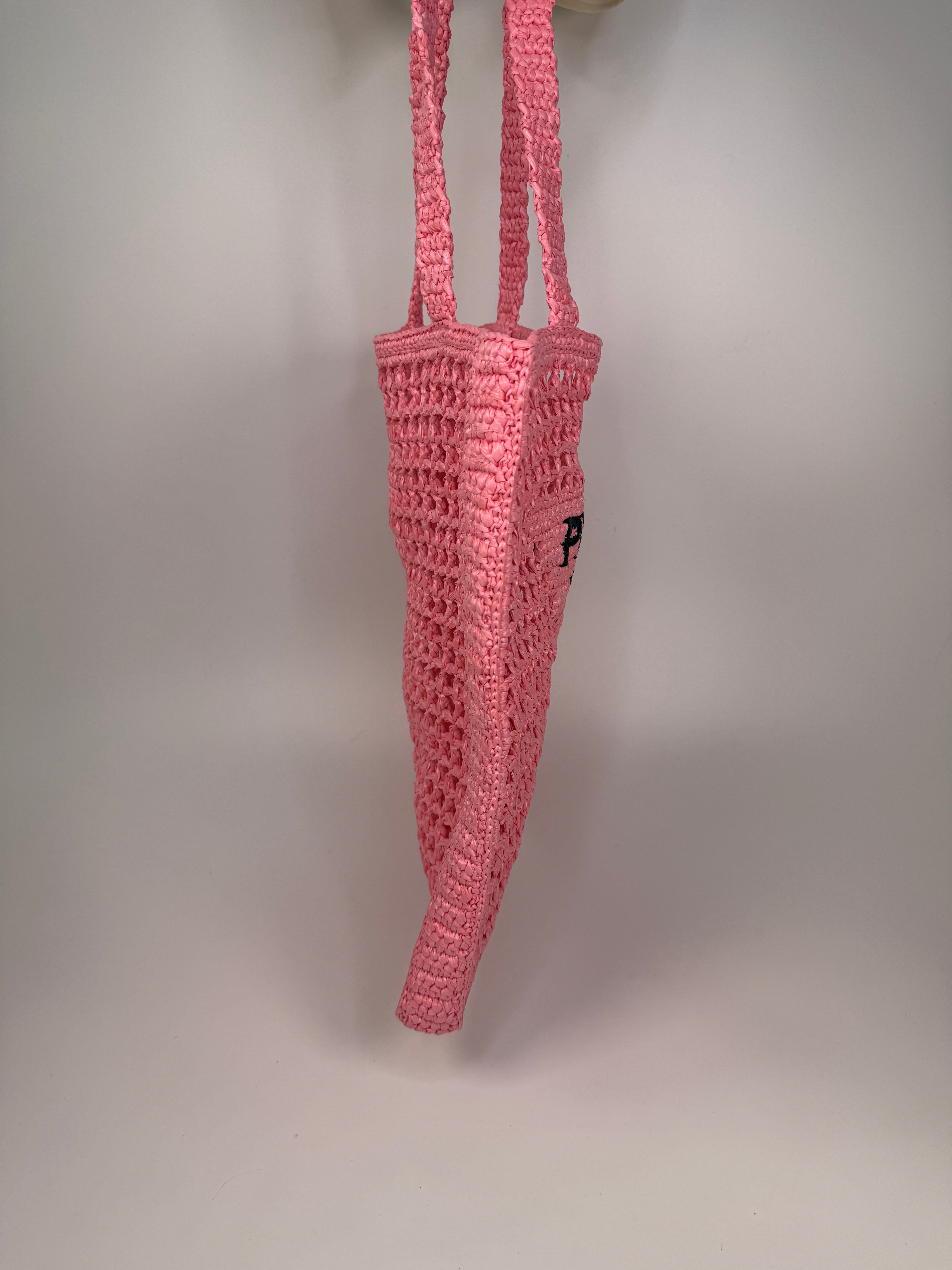 Prada Crotchet Tote In Petal Pink Excellent Condition