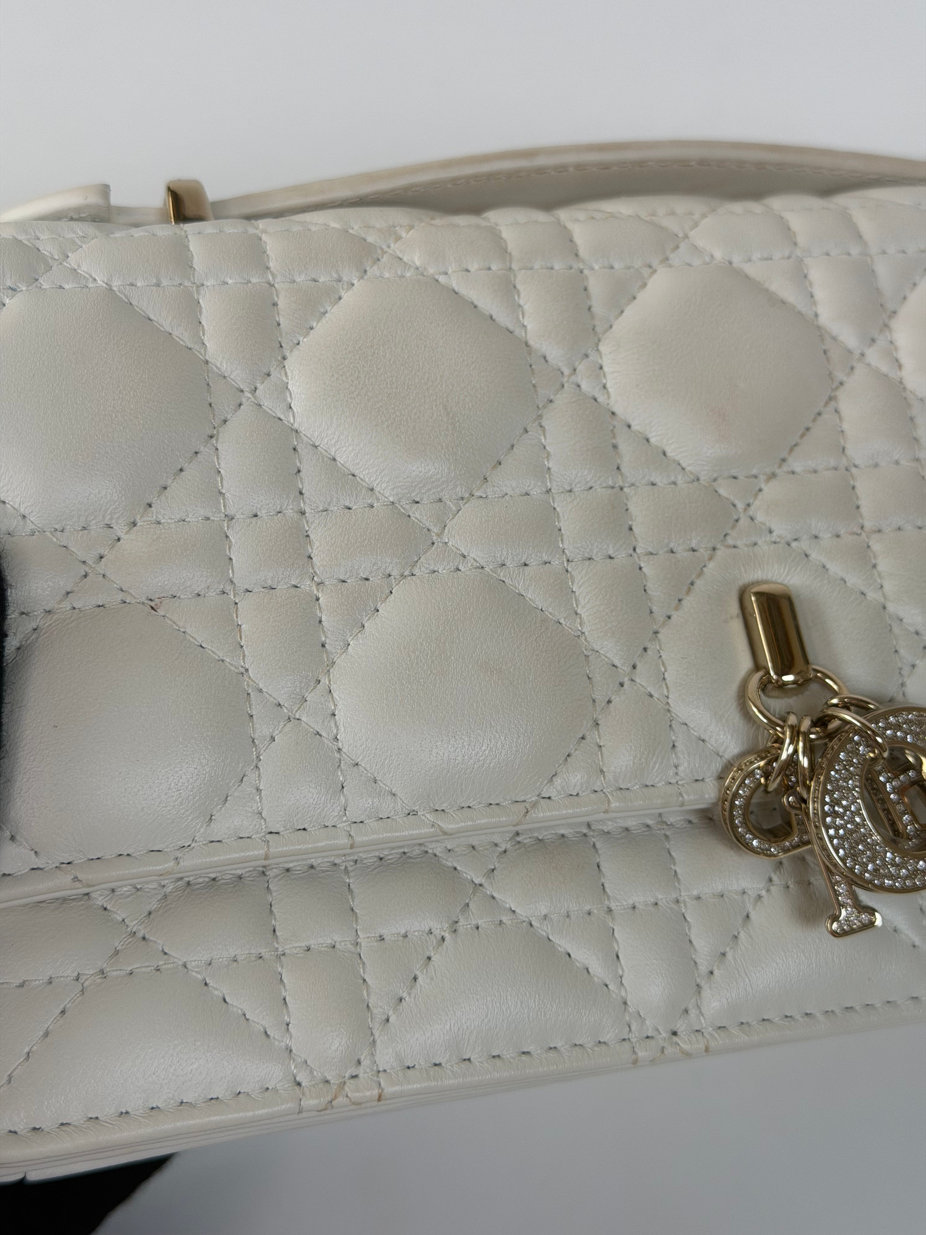 Christian Dior My Dior Top Handle In Latte Cannage Lambskin With Pale Gold Hardware 100% authentic and preloved in excellent condition