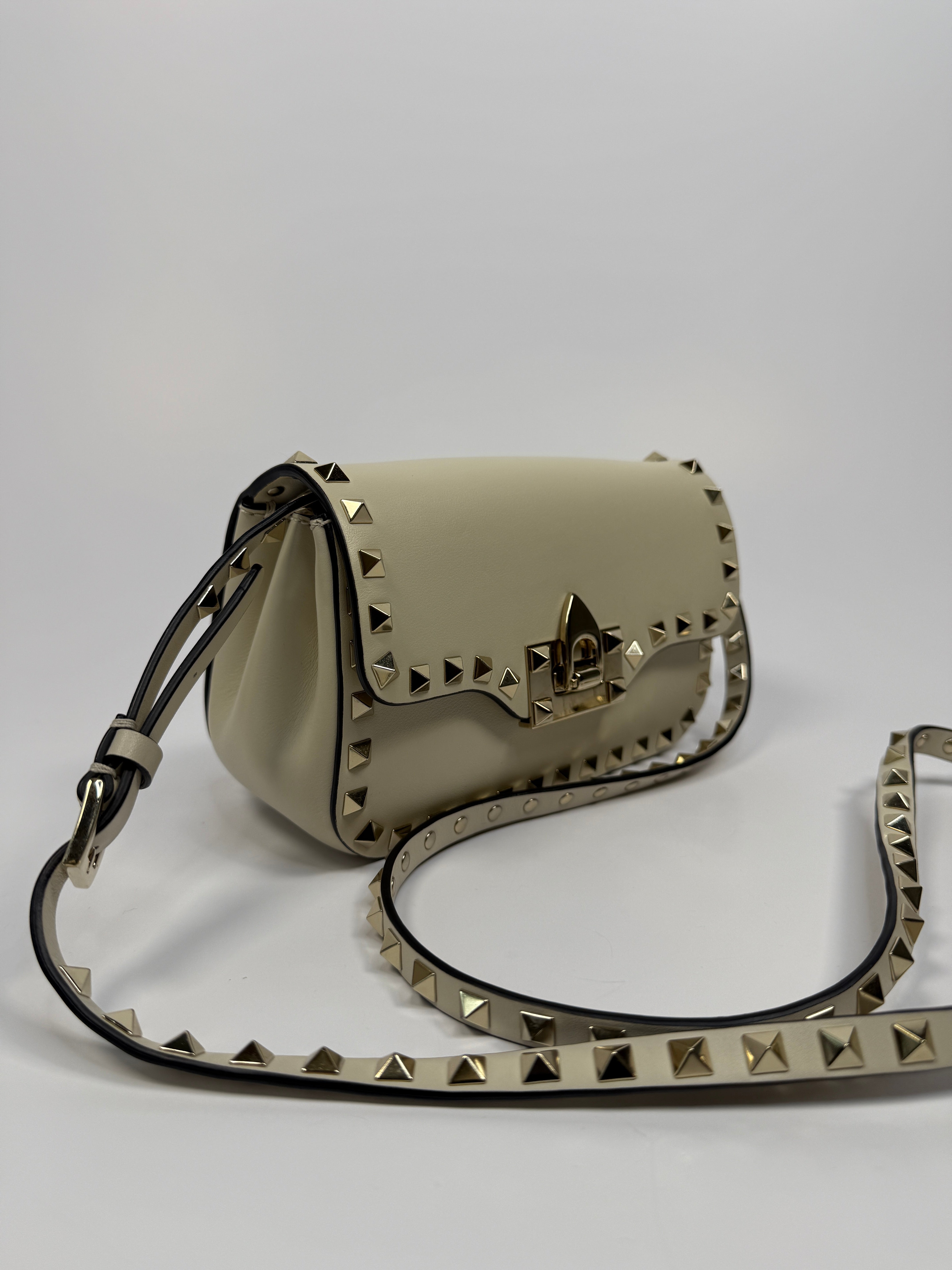 Valentino Garavani Ivory Rockstud Lock Bag