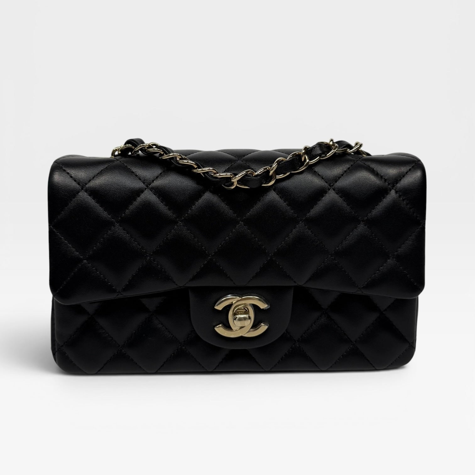 Chanel Mini Rectangle In Black Lambskin With PGHW