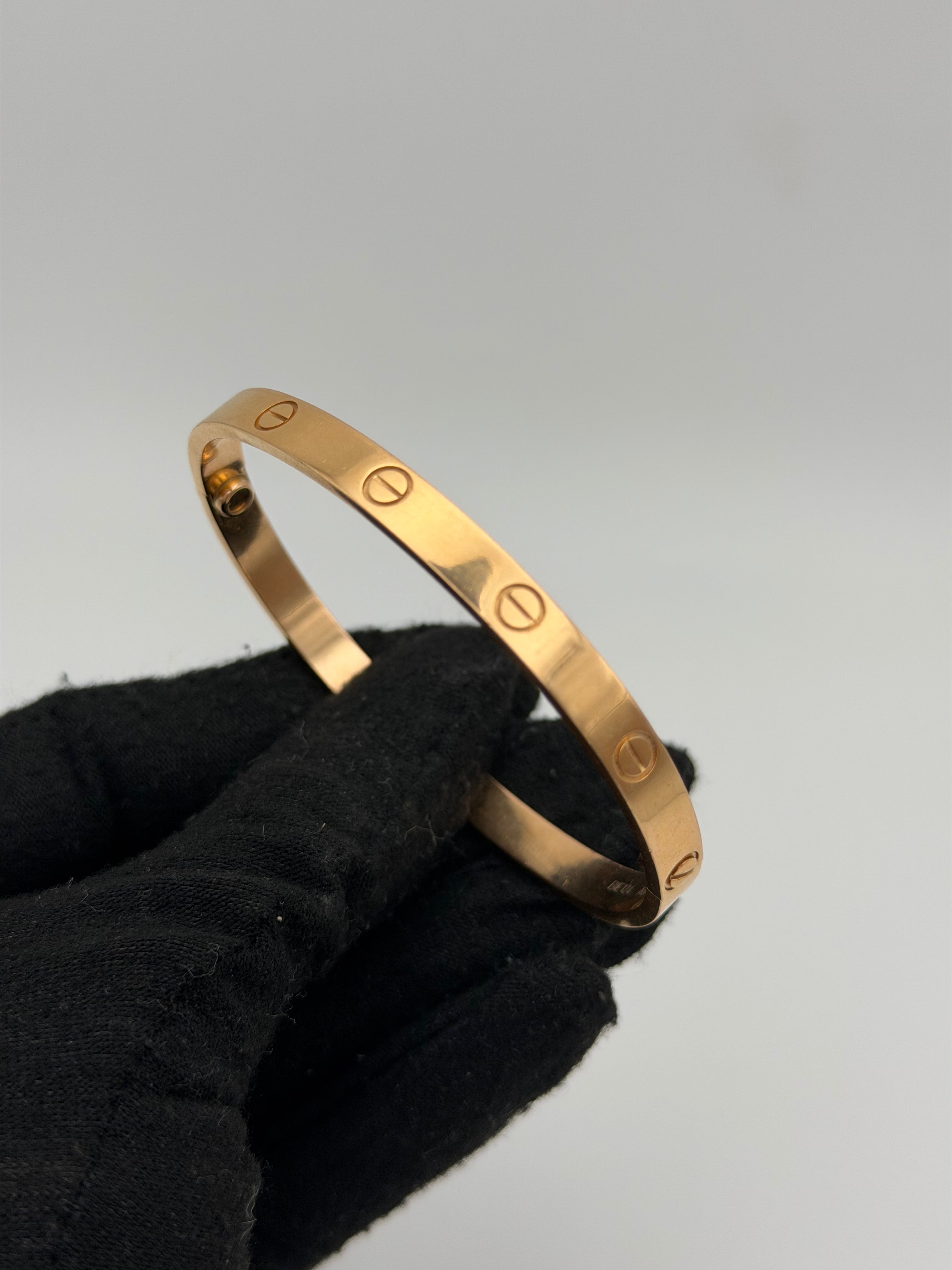 Cartier Love Bracelet in Rose Gold Classic Model (Size 19). 100% authentic and preloved in excellent condition.
