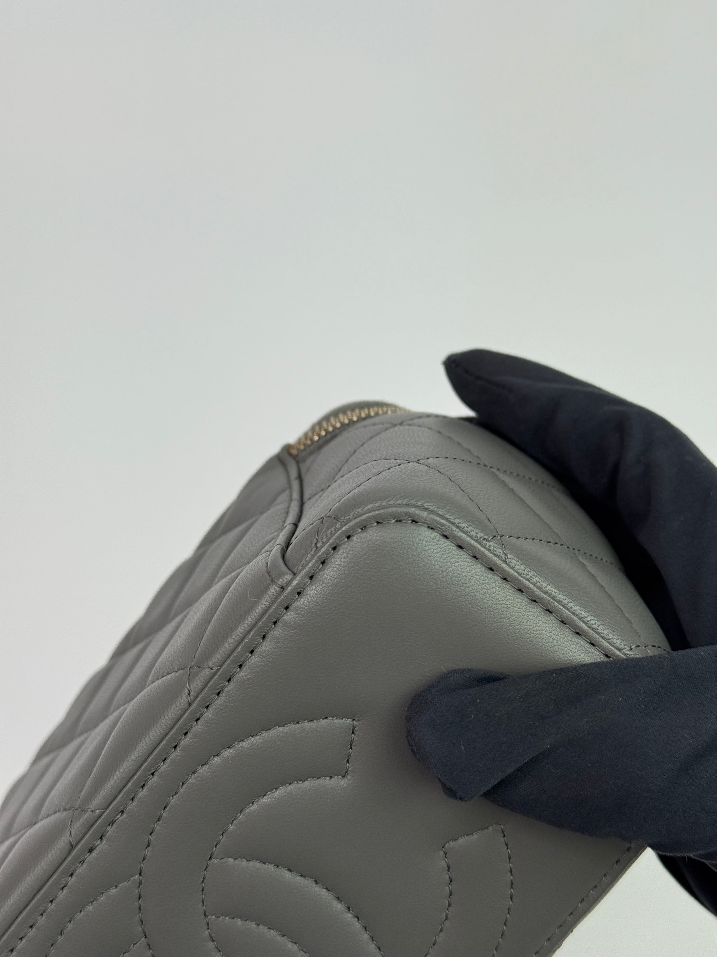 Chanel Vanity Rectangular with Top Handle Grey Lambskin GHW