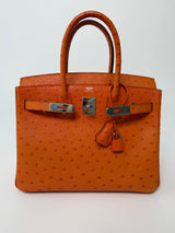 Hermès Birkin 30 In Orange Ostrich With Palladium hardware