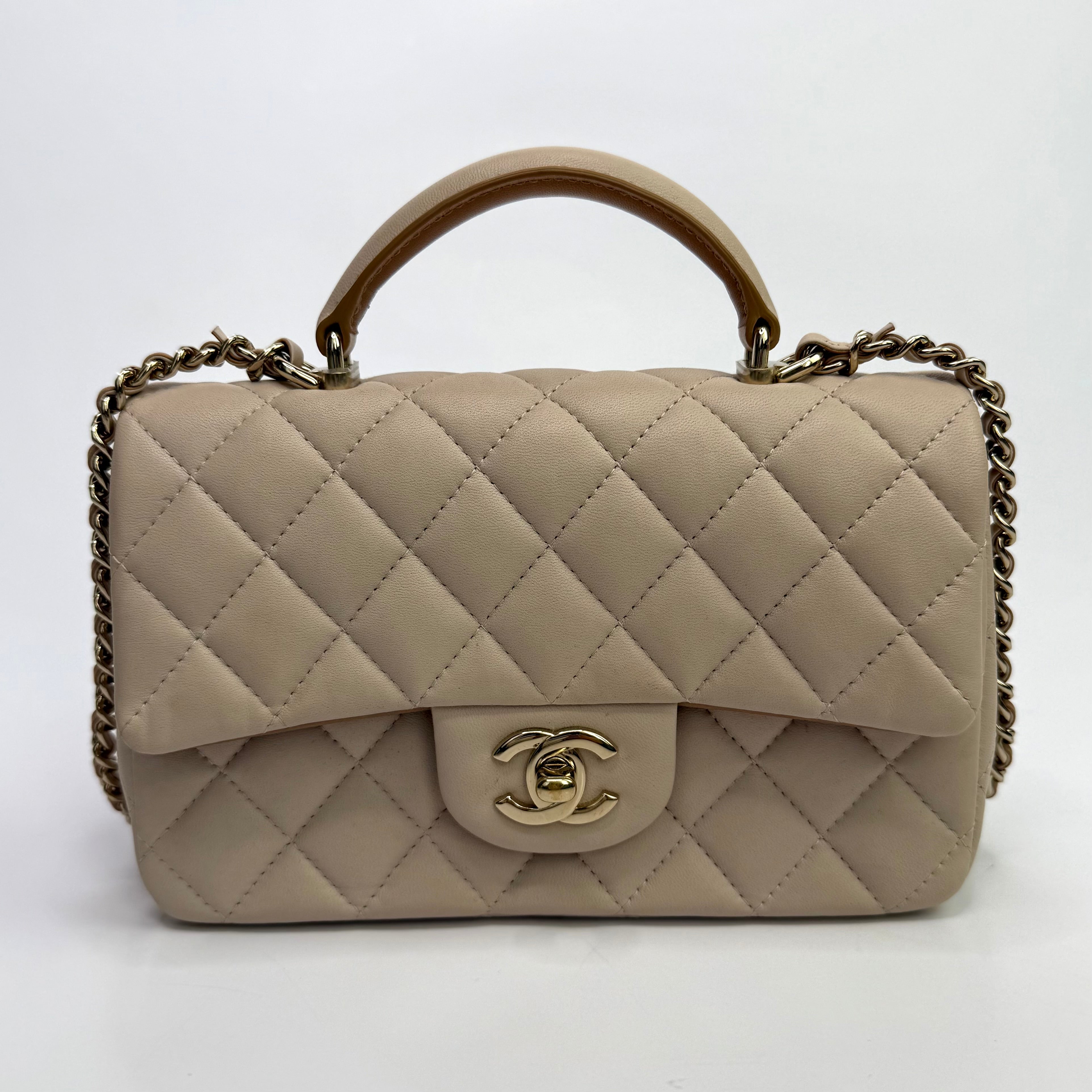 Chanel Quilted Bi-Color Top Handle Rectangular Flap