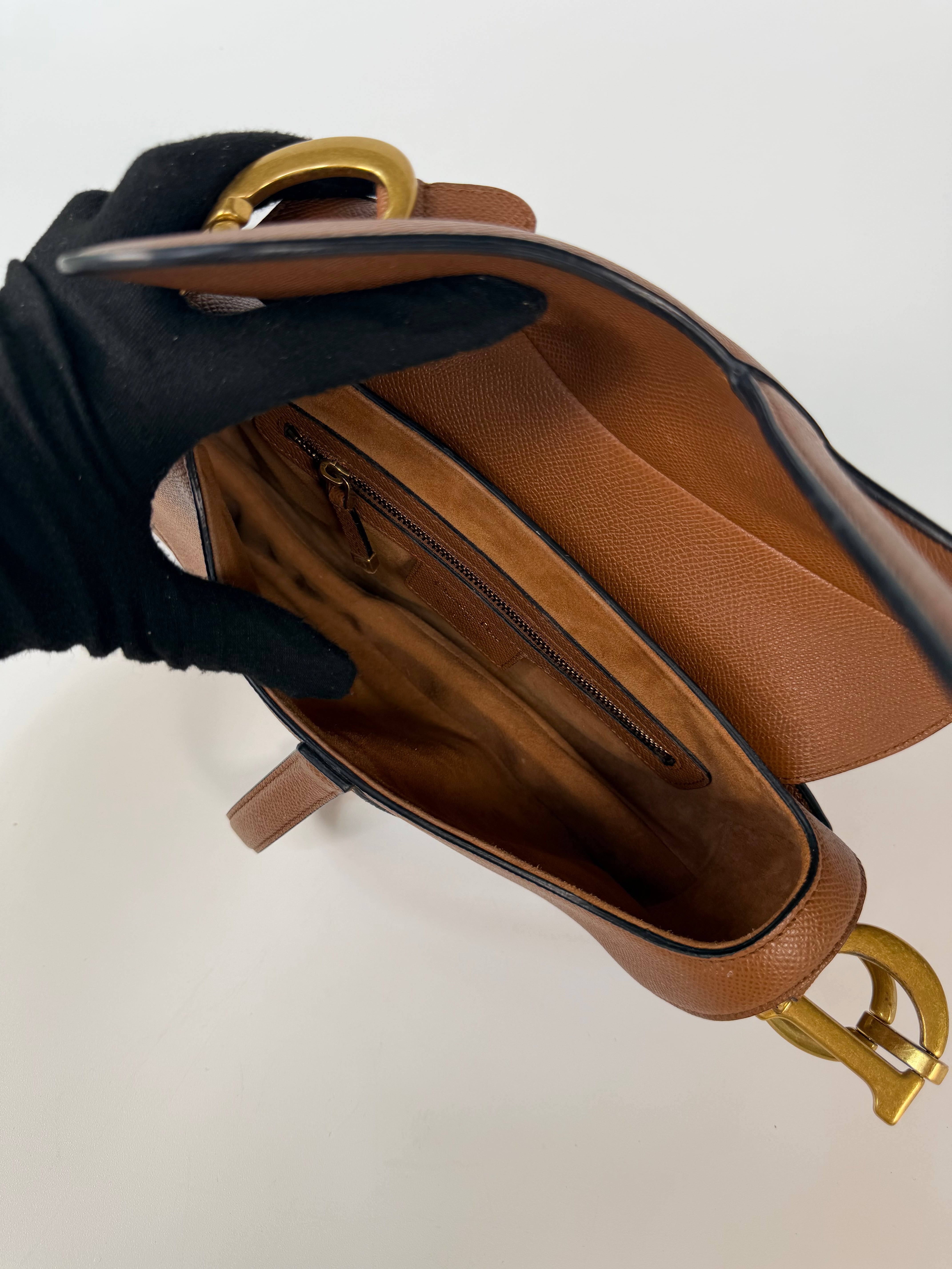 Christian Dior Saddle Bag In Golden Calfskin Gold Hardware. 100% authentic and preloved in excellent condition.
