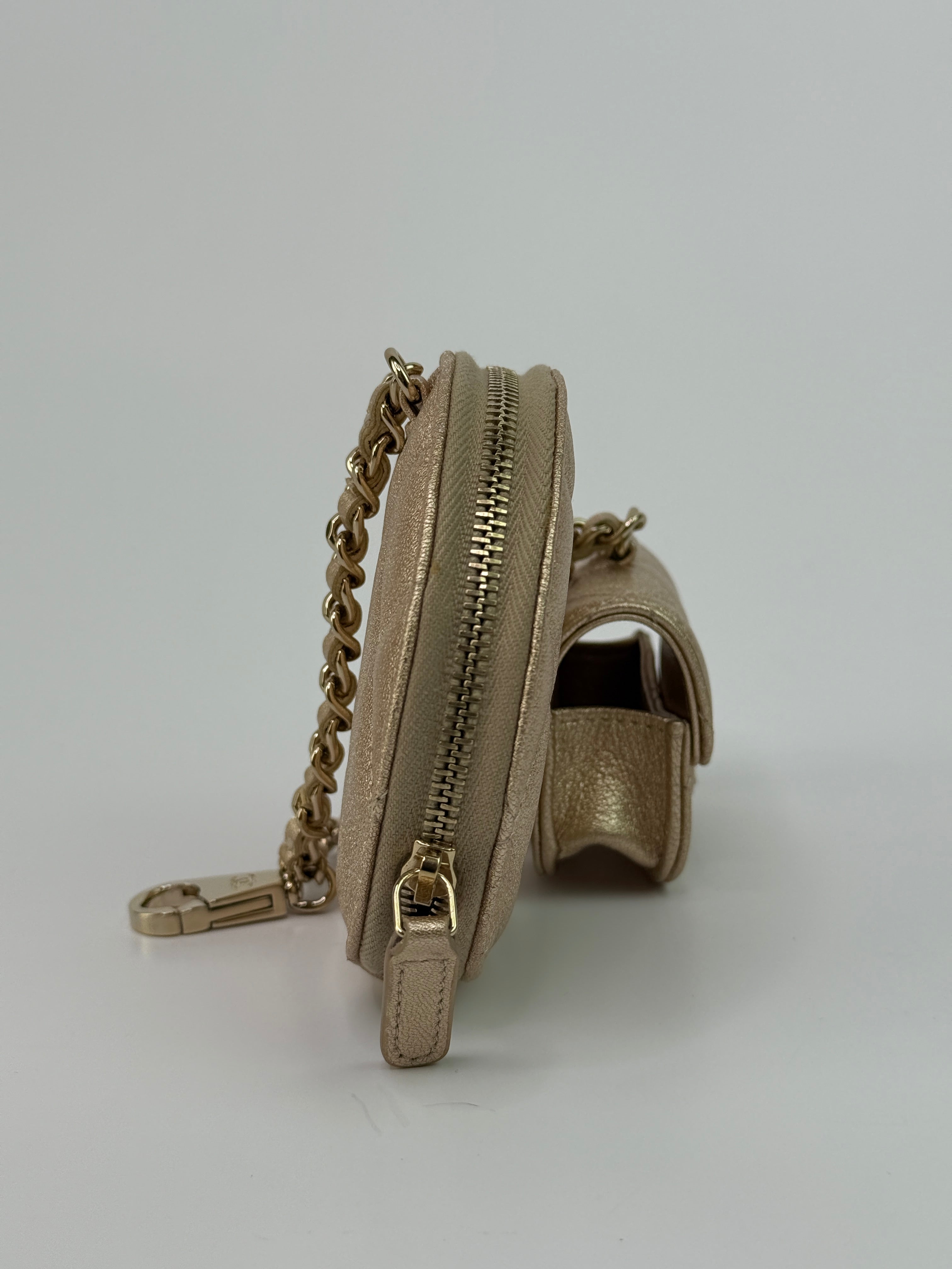 Chanel Metallic Lambskin Round Purse and AirPods Case