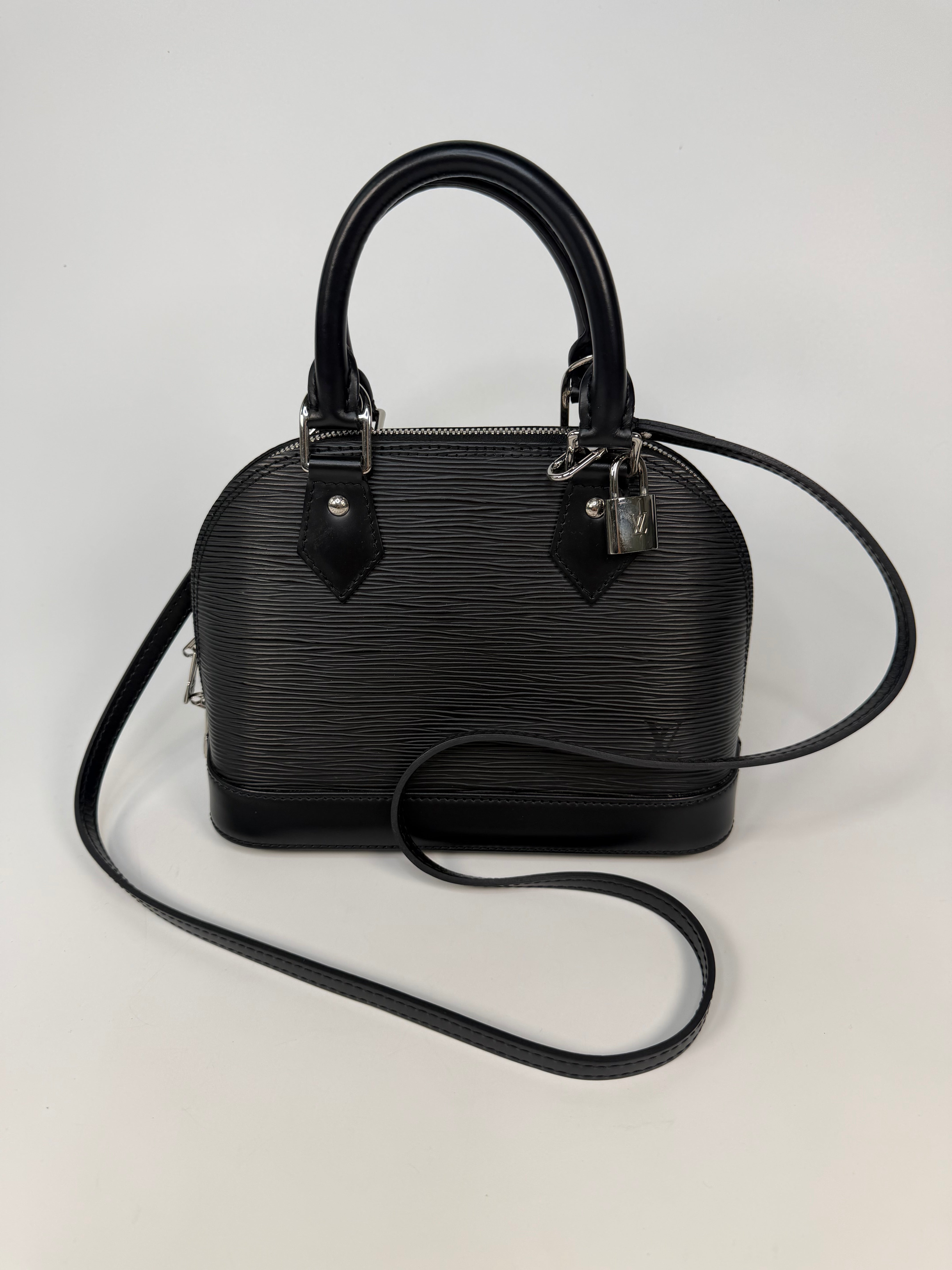 Louis Vuitton Alma BB In Black Epi Cowhide Leather Silver Hardware