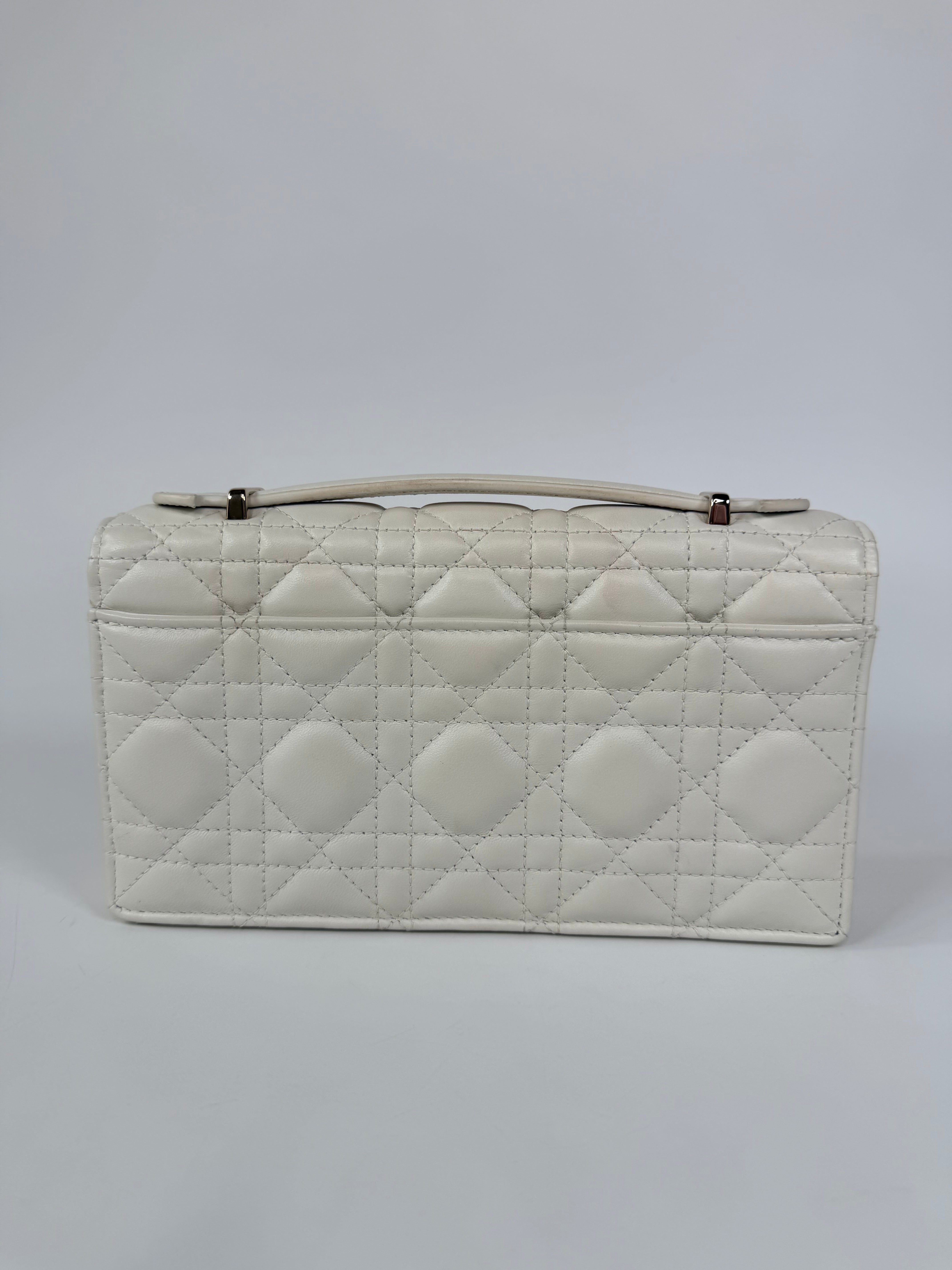 Christian Dior My Dior Top Handle In Latte Cannage Lambskin With Pale Gold Hardware 100% authentic and preloved in excellent condition