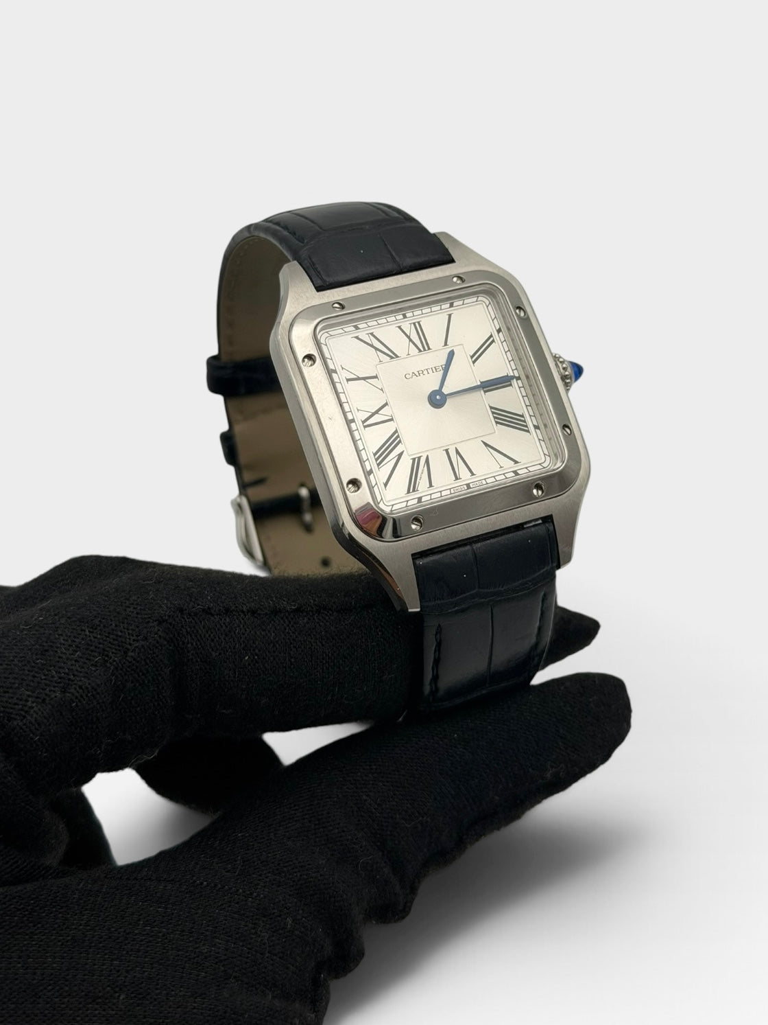 Cartier Large Santos Dumont Watch In Stainless Steel. 100% authentic and preloved in excellent condition
