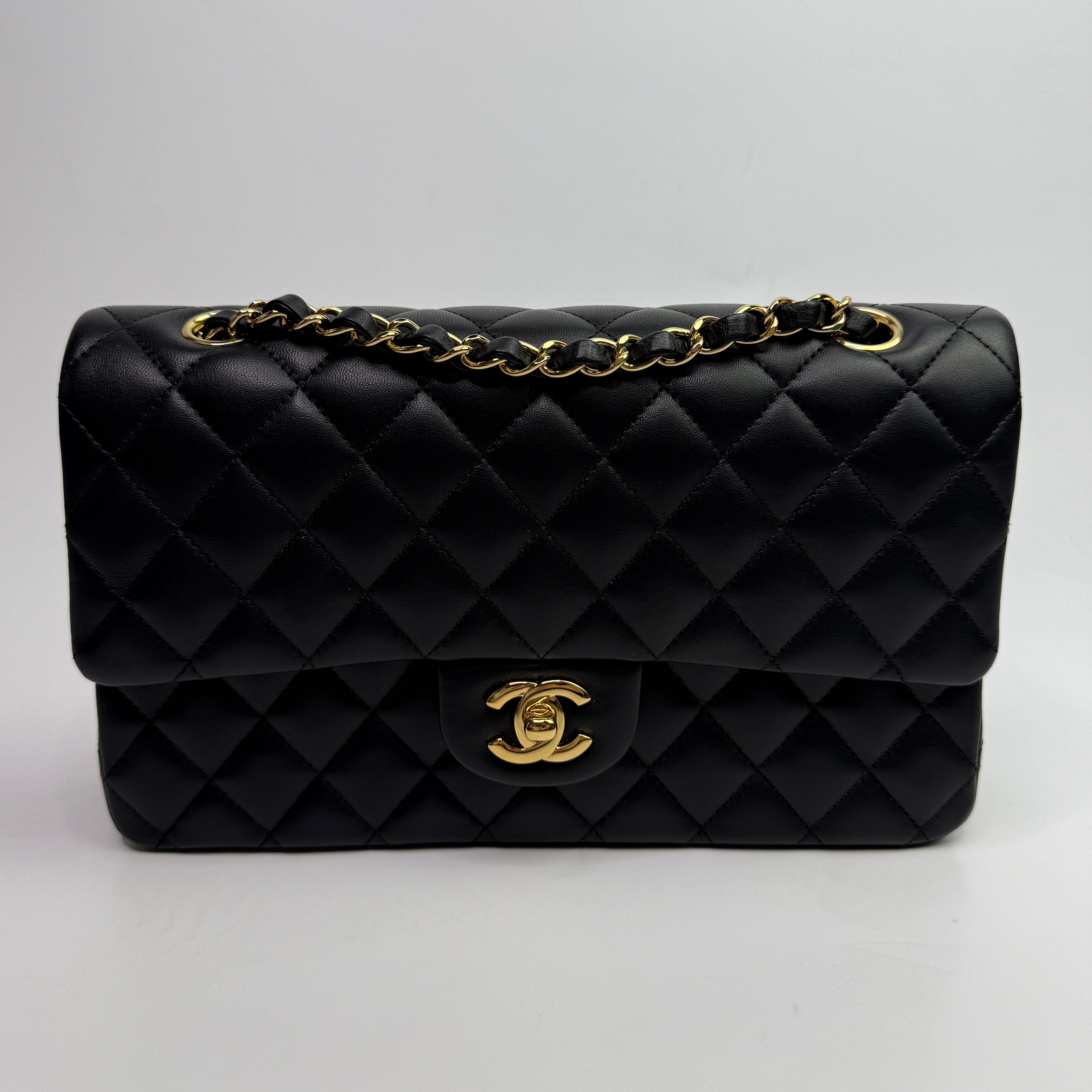 Chanel Medium Classic Double Flap Black Lambskin With GHW