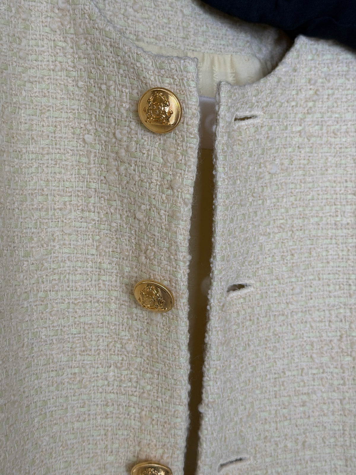 Celine Bouclé Blazer In Cream Tweed (Size 36/ UK 8). 100% authentic and preloved in excellent condition