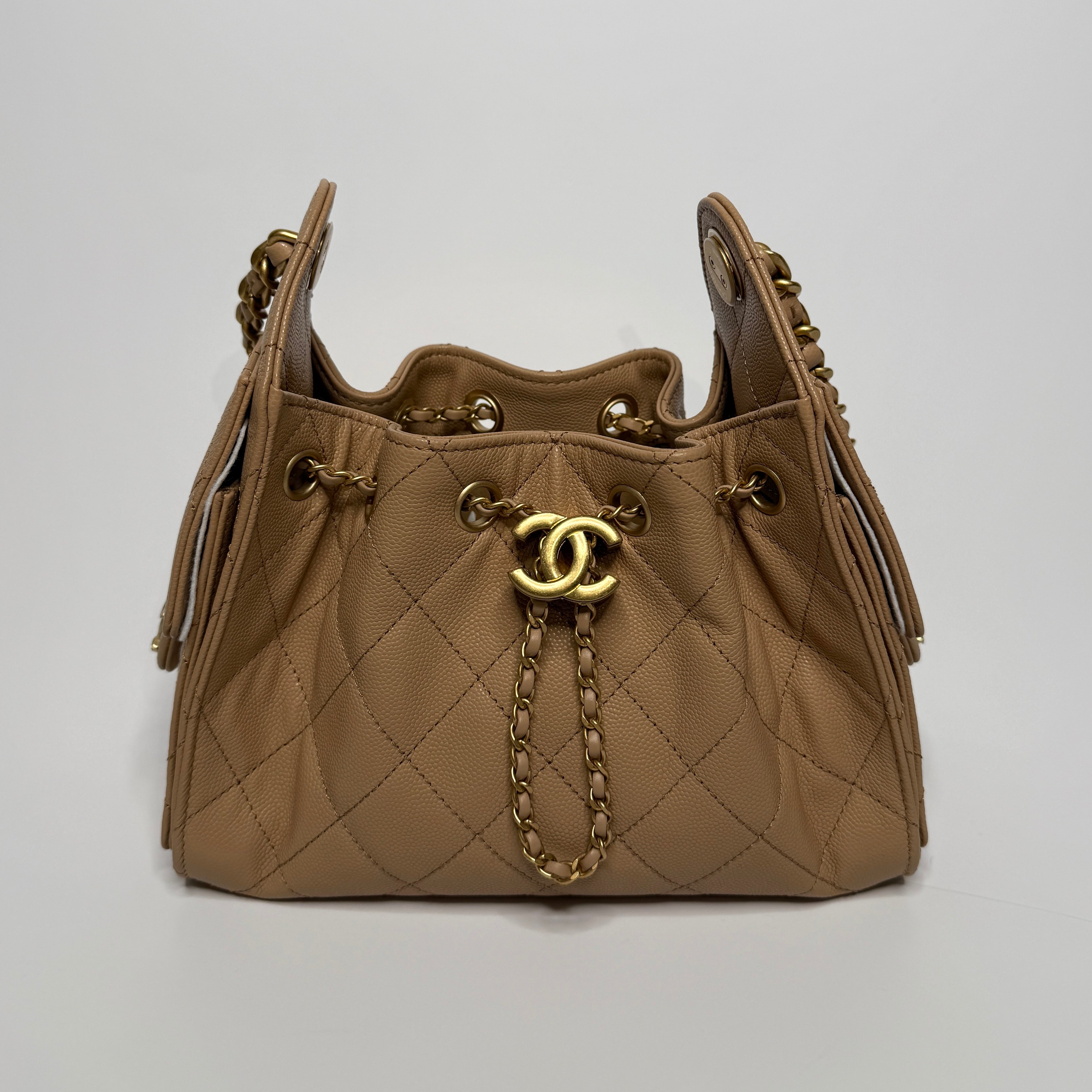 Chanel 25 Micro In Beige Caviar Leather With GHW