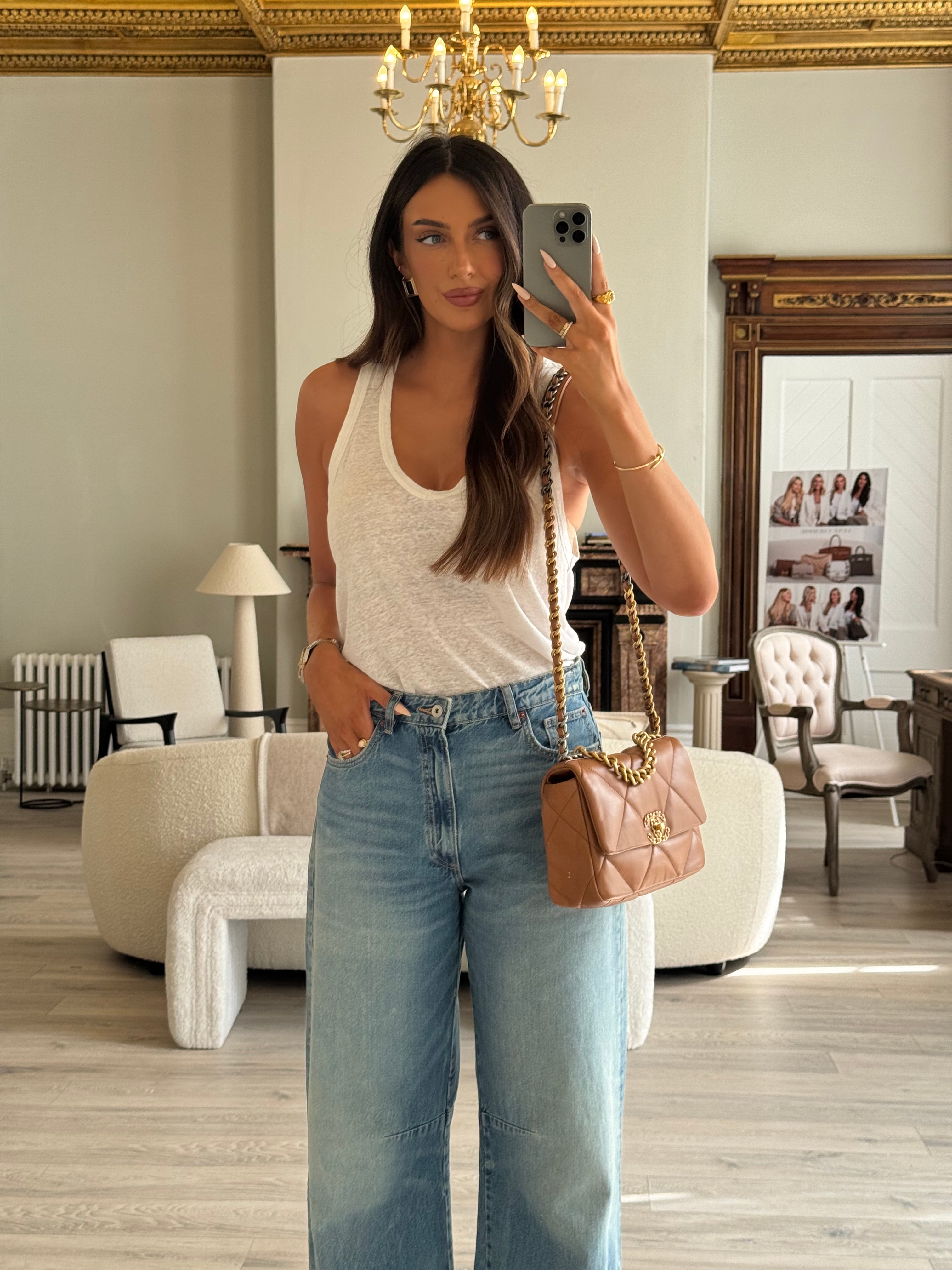 Chanel 19 Small Flap Bag In Camel Lambskin Leather