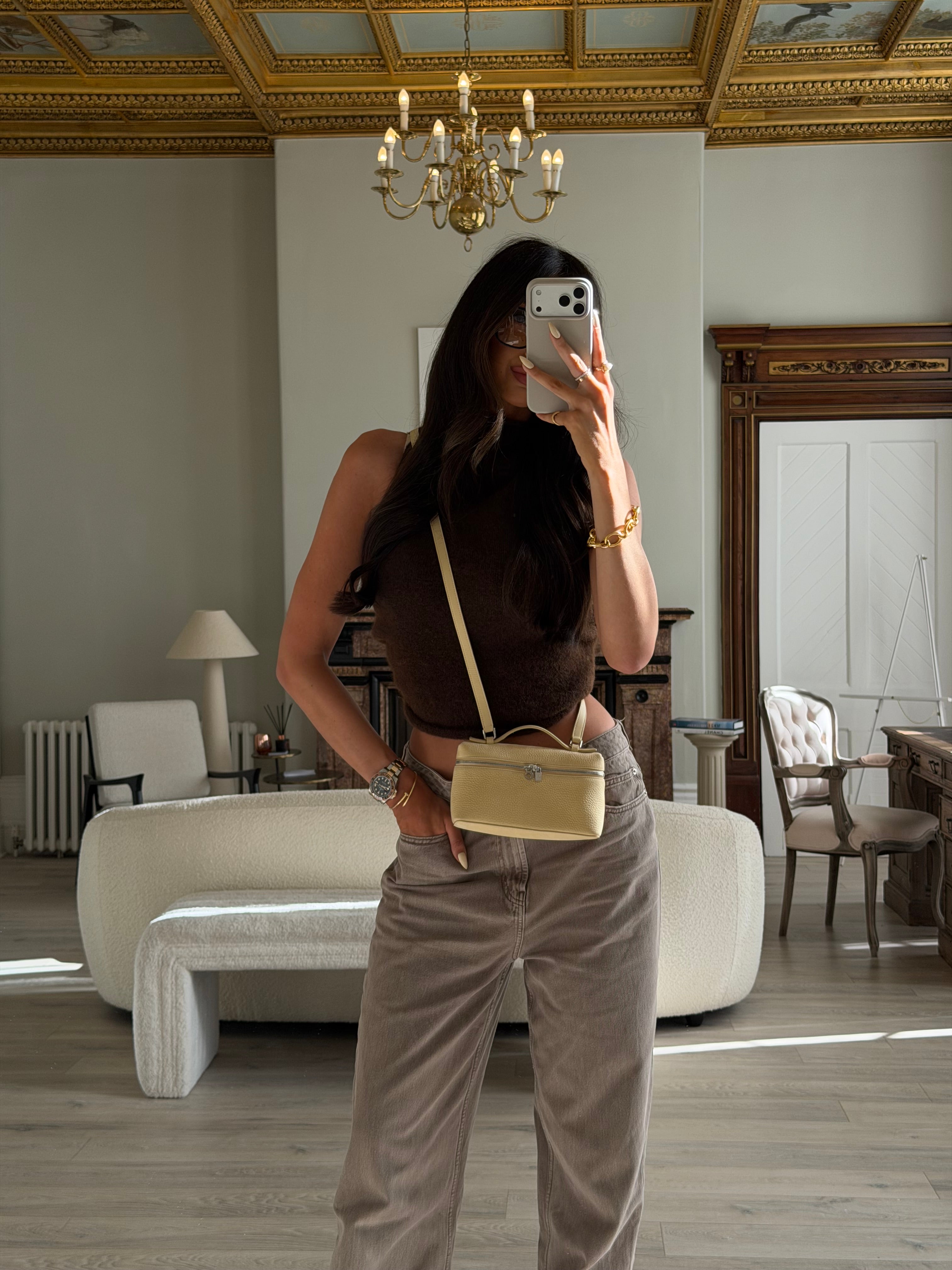 Loro Piana Extra Pocket L19 Bag In Chantilly Cream With silver hardware, Authentic and preloved. Very good condition. 100% Authenticity guarantee