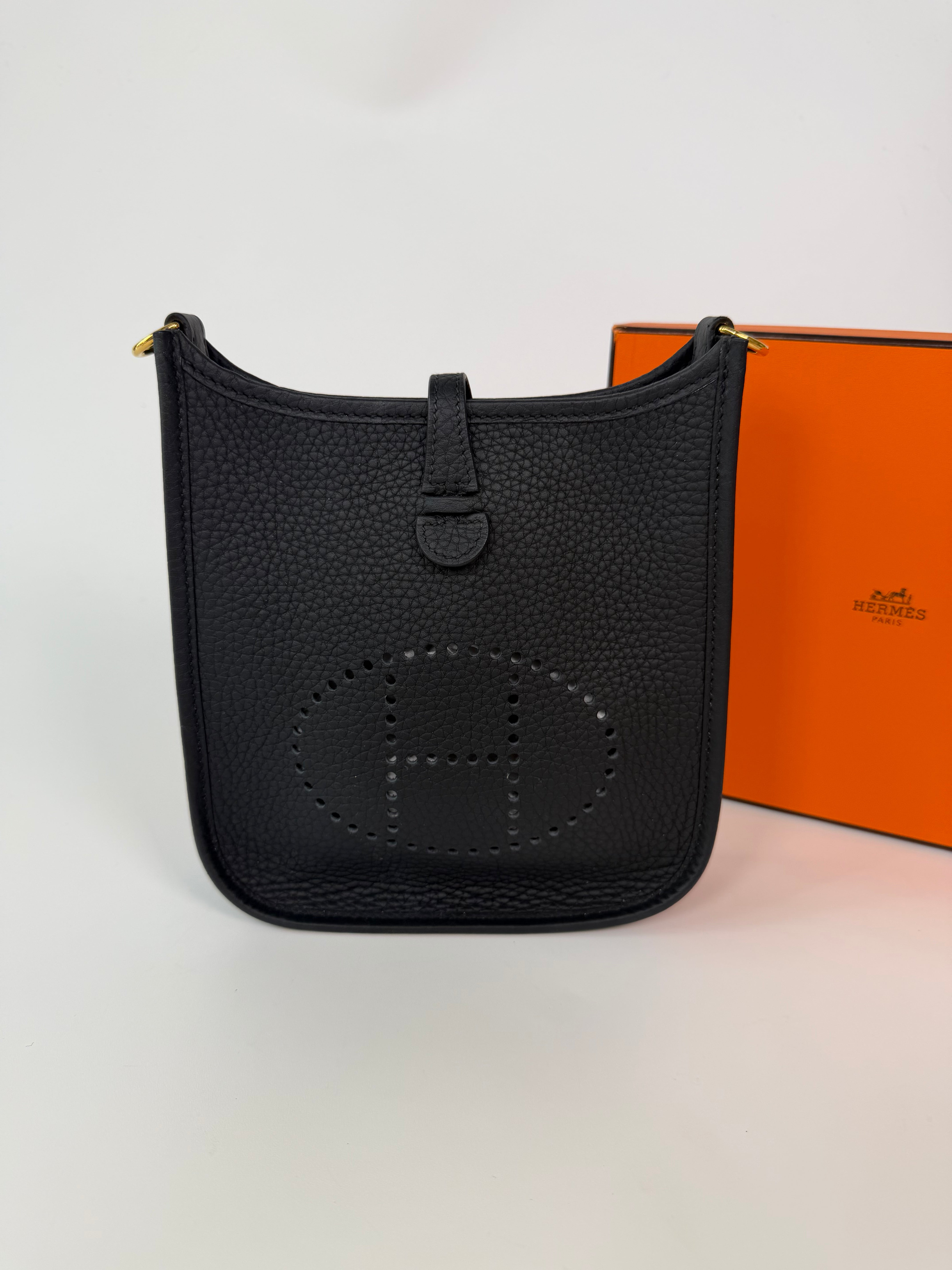 Hermès Evelyne TPM In Black Clemence Leather With Gold Hardware