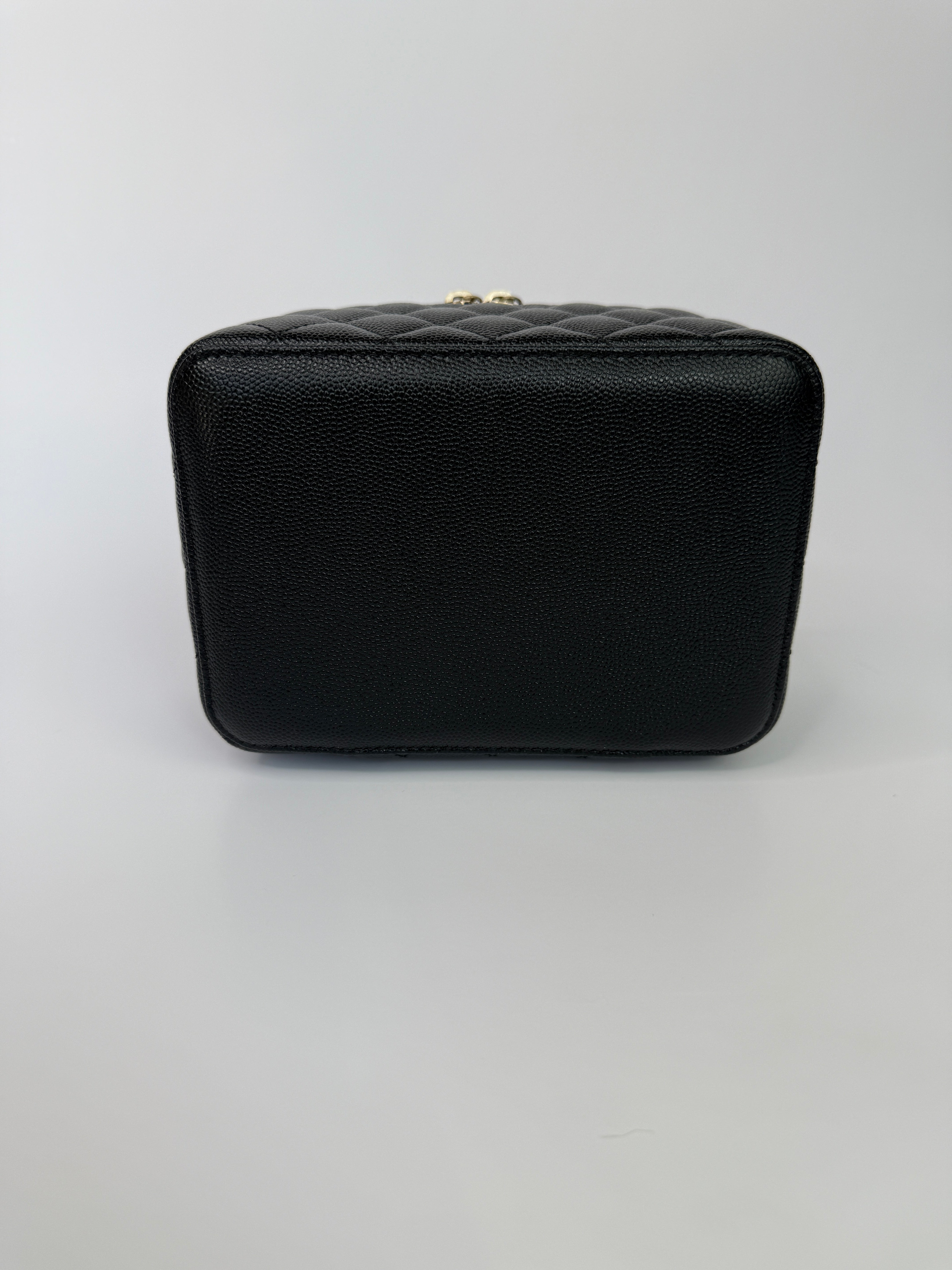 Chanel Vanity Case In Black Caviar Leather With Gold Hardware
Pre Loved & Authentic